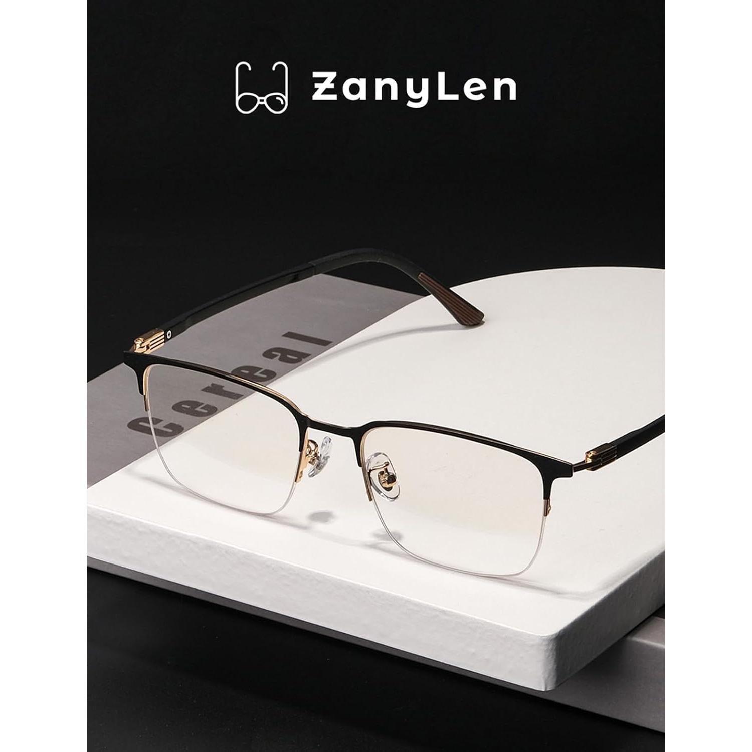 Gafas ZanyLen para luz azul hombres marco semi-rimless