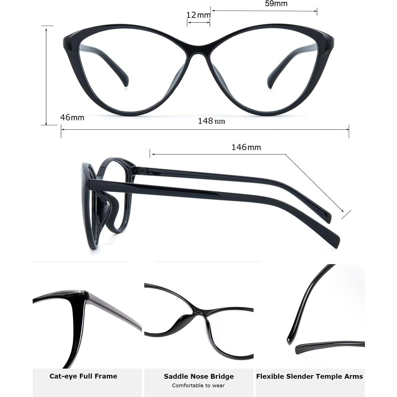 Gafas Cat Eye ZanyLen Bloqueadoras Luz Azul TR90 Mujeres