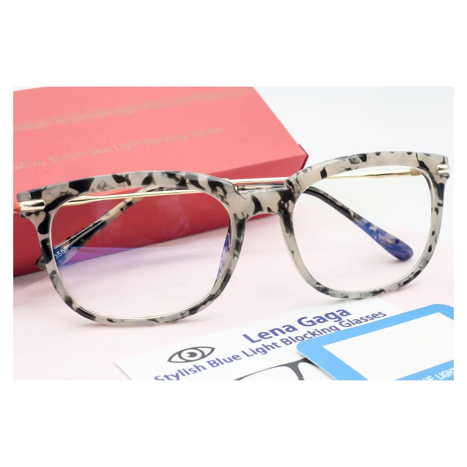 Gafas de mujer Lena Gaga anti luz azul marrón con estuche