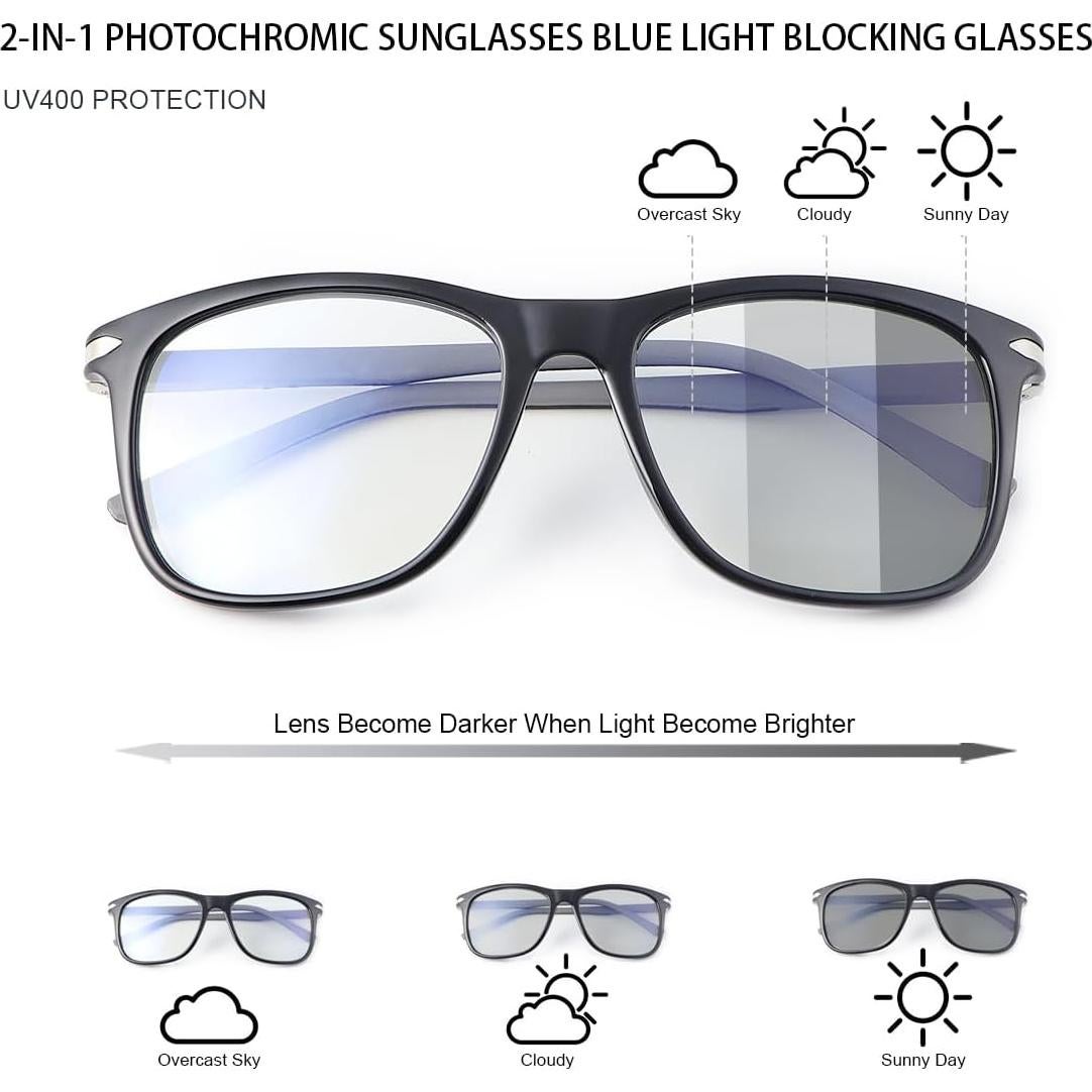 Gafas de sol fotocromáticas PEEPAI UV400 anti-luz azul