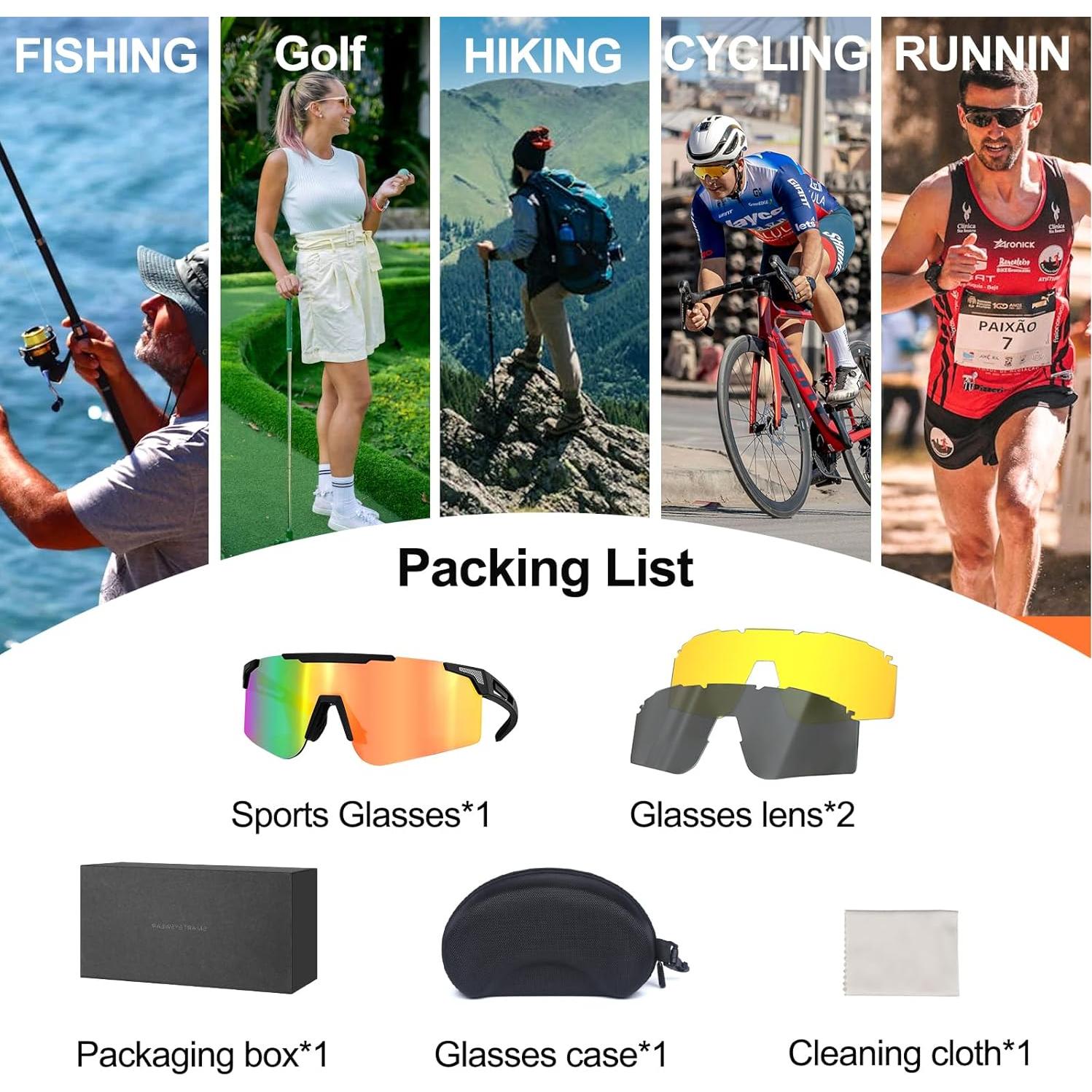 Gafas de sol deportivas COSMOING con lentes UV400 y 2 opciones