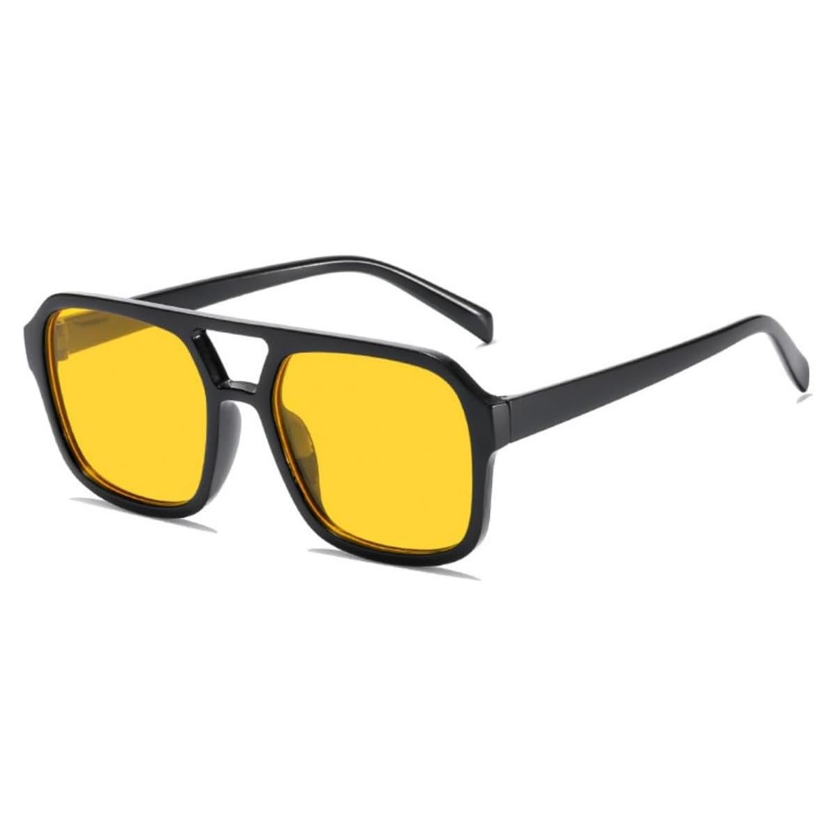 Gafas de sol retro IKUVNA cuadradas UV400 unisex amarillas
