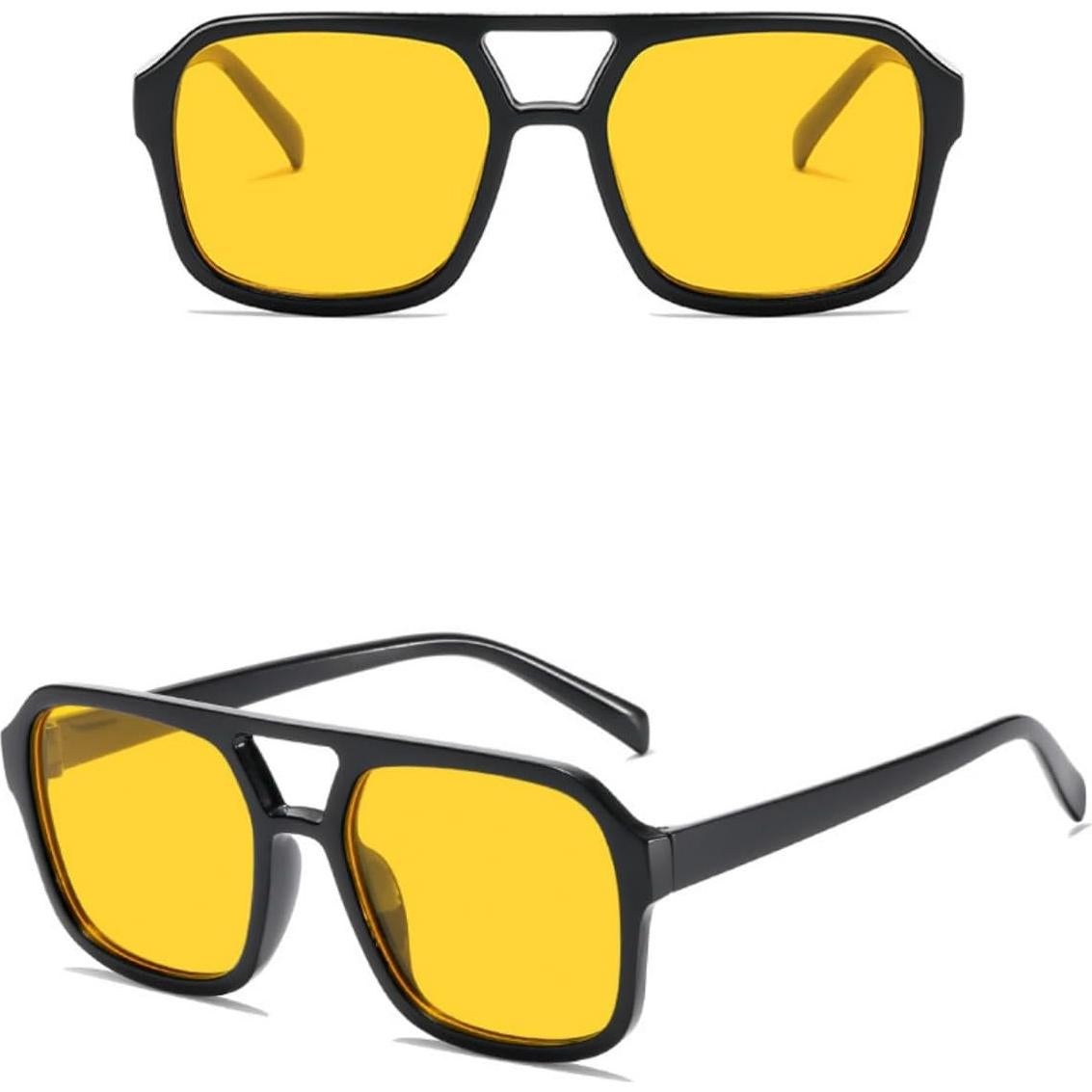 Gafas de sol retro IKUVNA cuadradas UV400 unisex amarillas