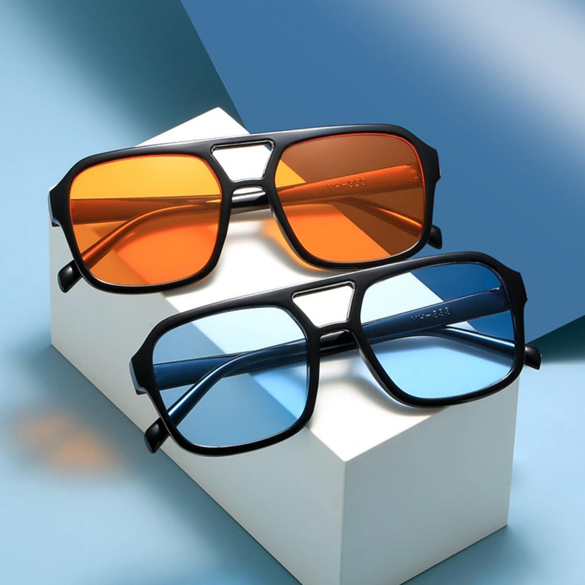 Gafas de sol retro IKUVNA cuadradas UV400 unisex amarillas