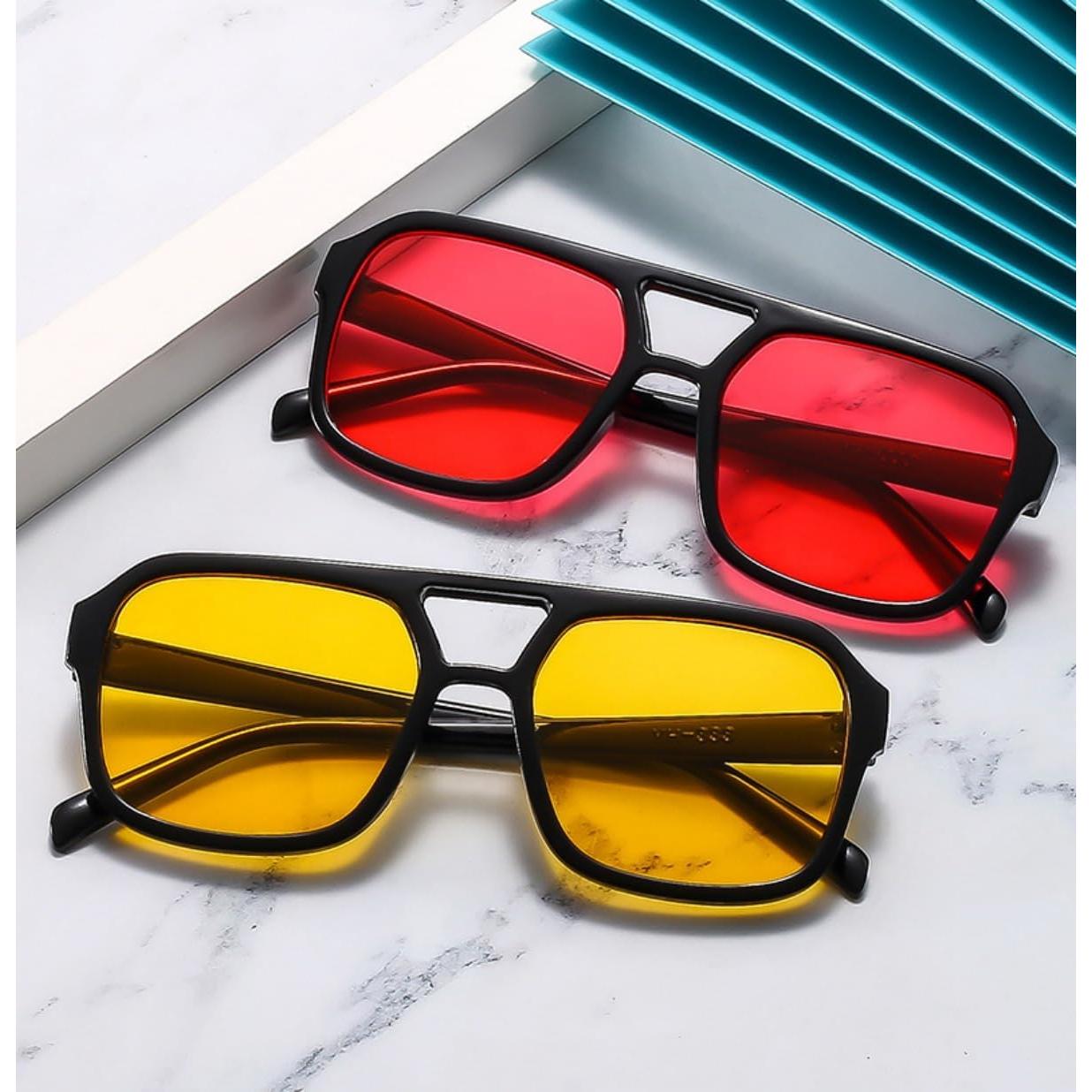 Gafas de sol retro IKUVNA cuadradas UV400 unisex amarillas