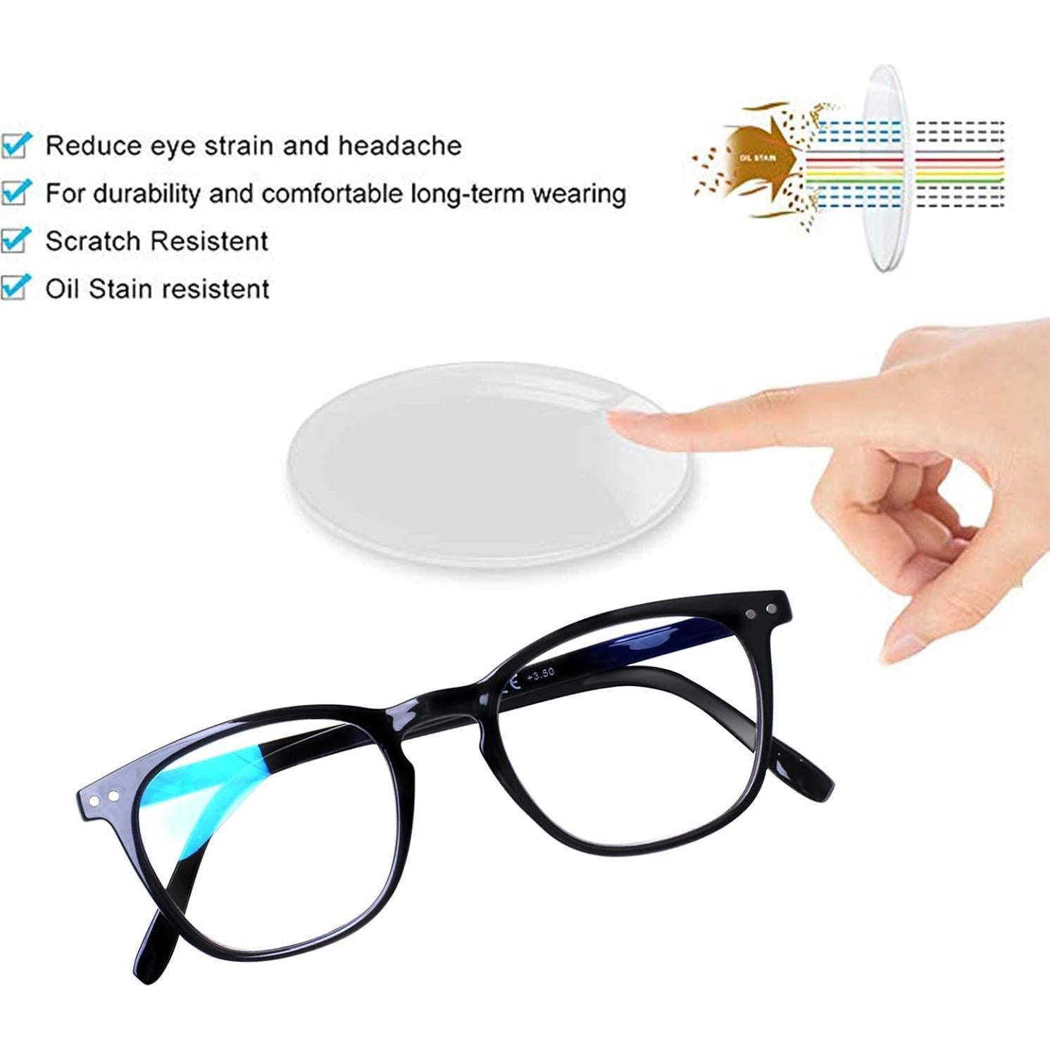 Gafas de Lectura Henotin 3 Paquete Anti Luz Azul 2.5D