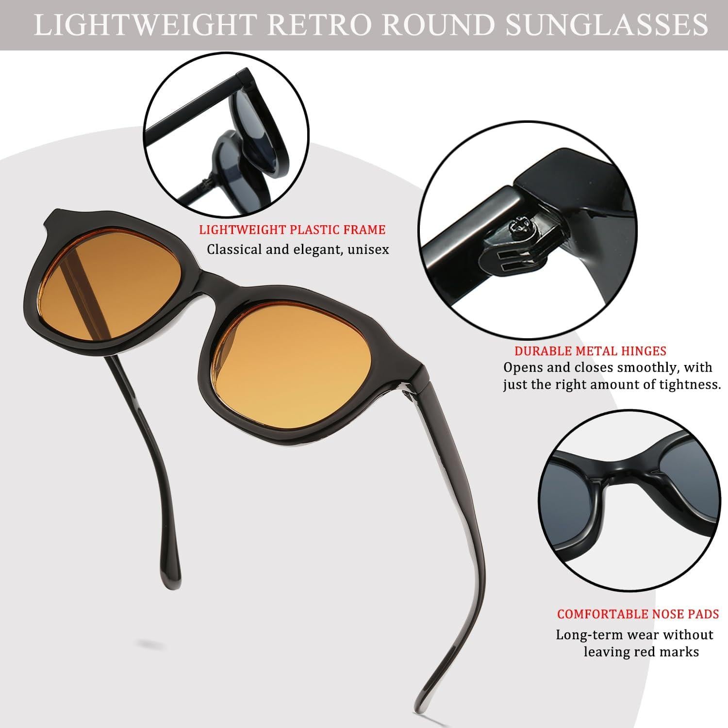 Gafas de Sol Redondas CUBWOSE UV Protección Unisex