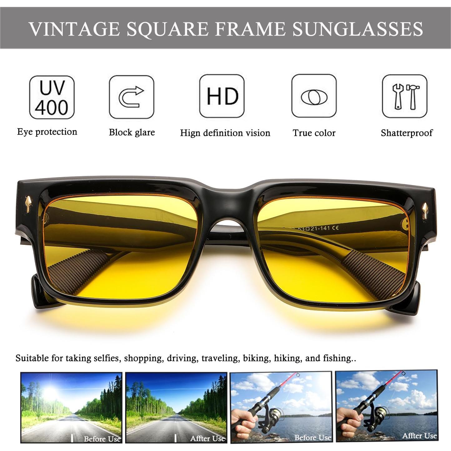 Gafas de sol HJSTES cuadradas retro UV400 para unisex