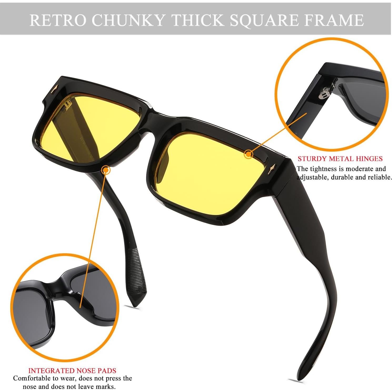 Gafas de sol HJSTES cuadradas retro UV400 para unisex