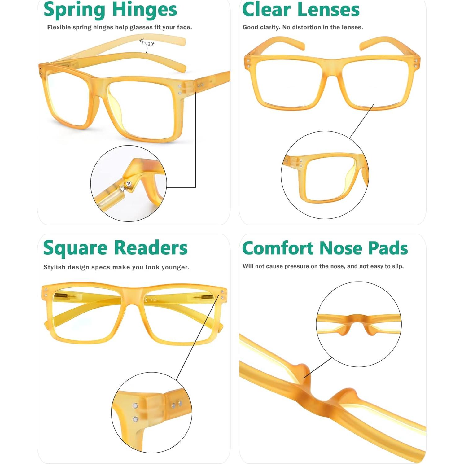 Gafas de lectura Eyekepper 2.0x amarillas unisex