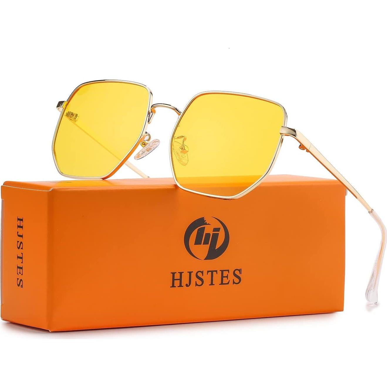Gafas de sol hexagonales HJSTES polarizadas UV400 doradas