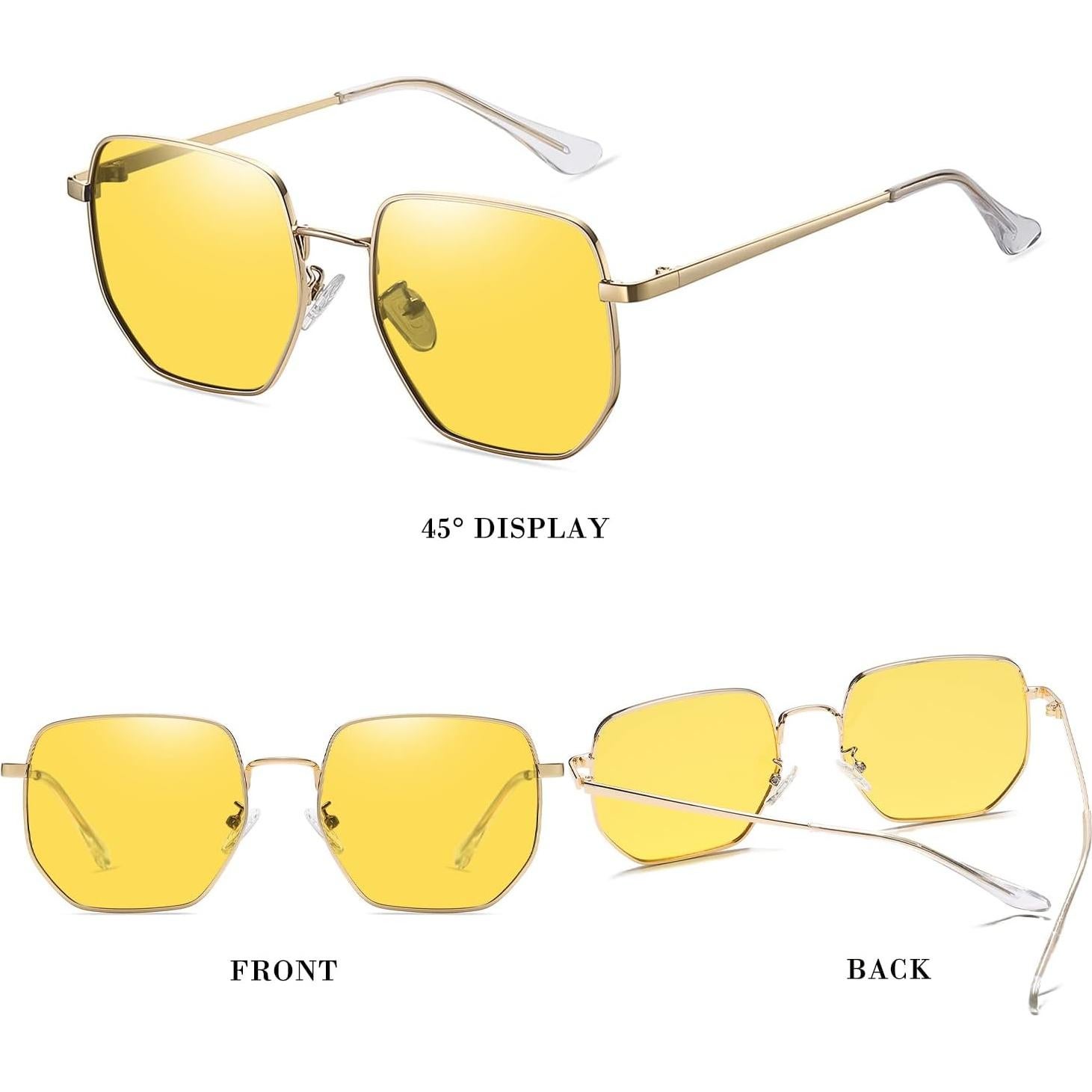 Gafas de sol hexagonales HJSTES polarizadas UV400 doradas