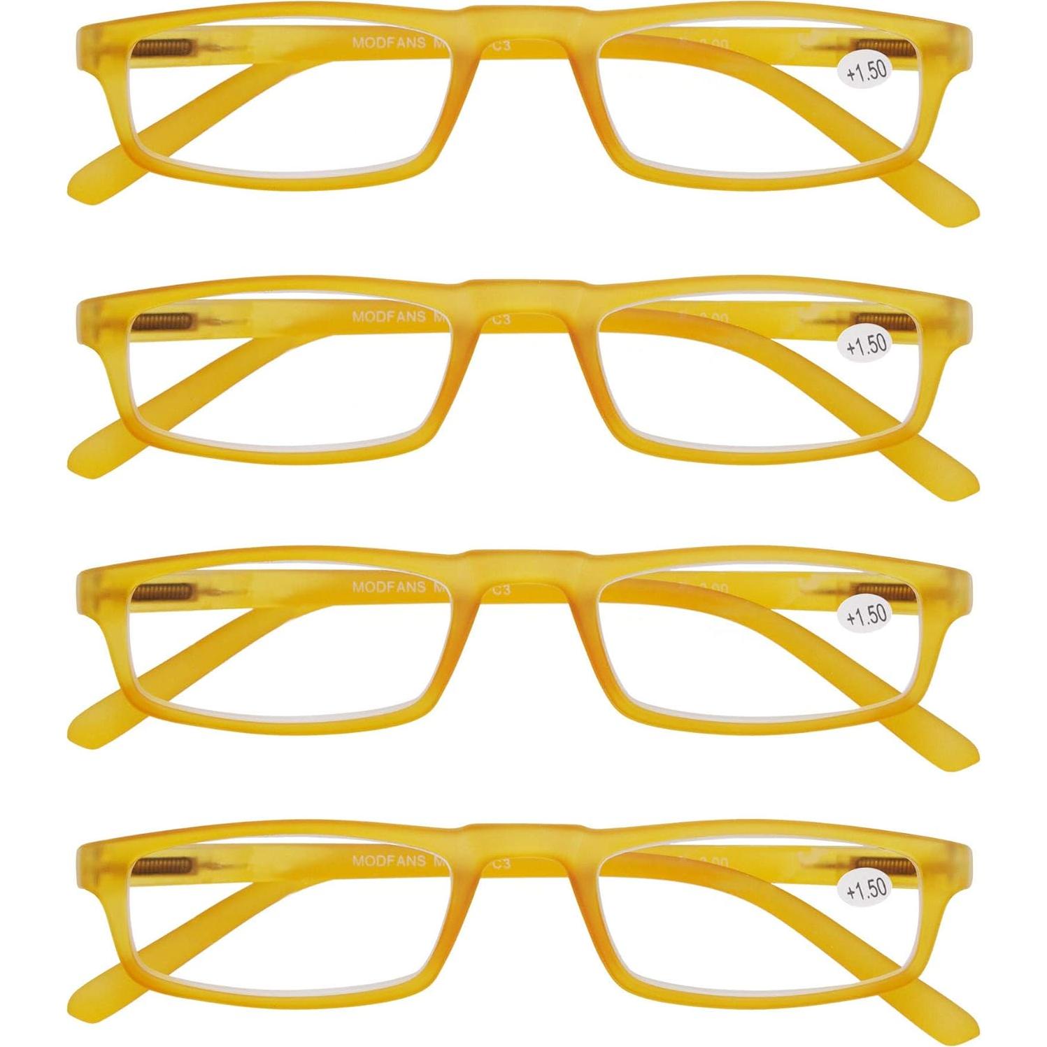 Gafas de Lectura MODFANS Amarillas +1.25 4 Pares Lentes Moda