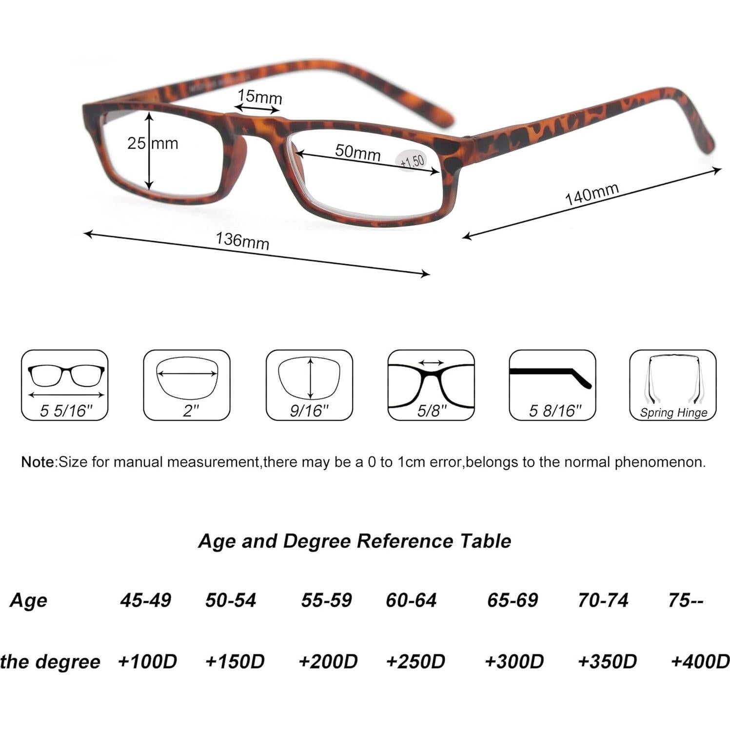Gafas de Lectura MODFANS Amarillas +1.25 4 Pares Lentes Moda