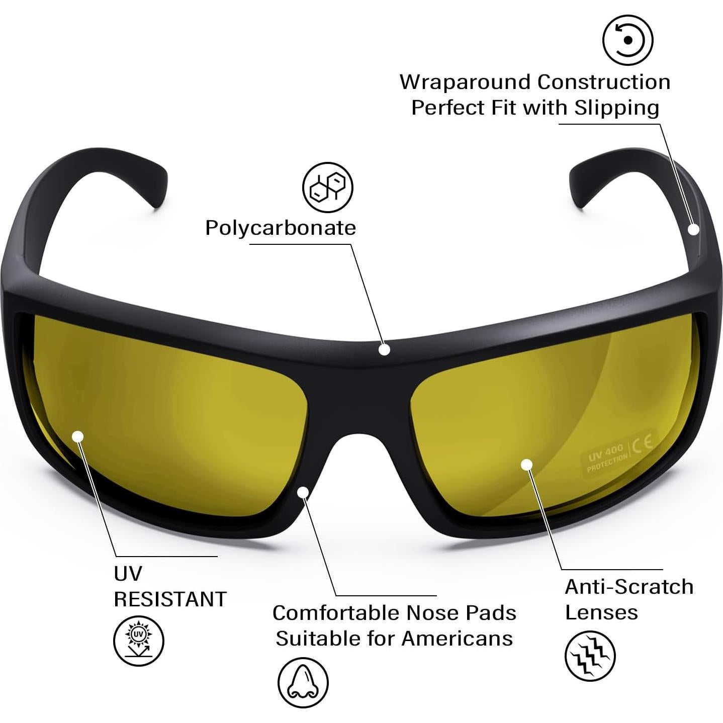 Gafas de Seguridad ANSI Z87.1 UV400 - Modelo 1073 Amarillo