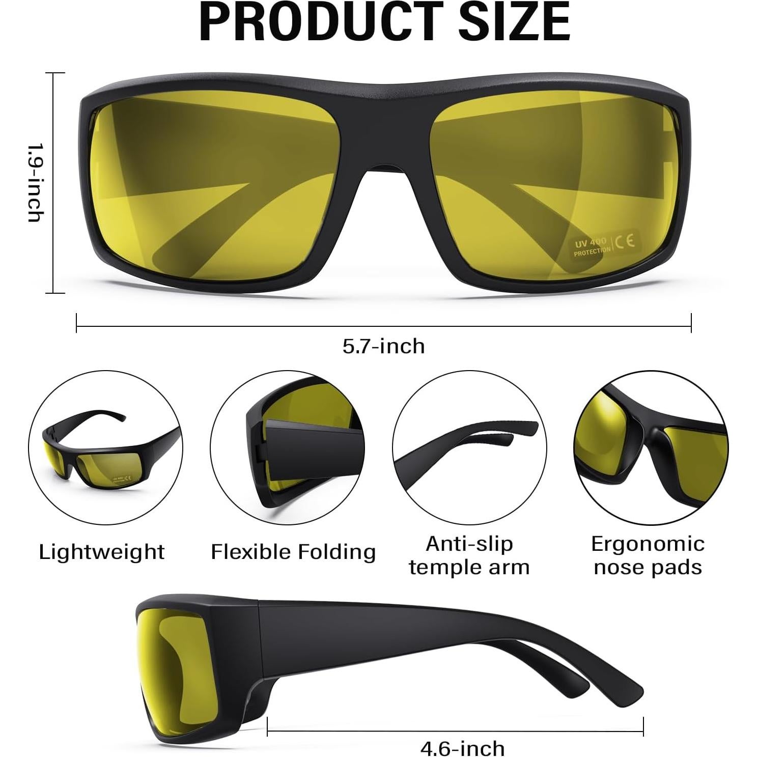 Gafas de Seguridad ANSI Z87.1 UV400 - Modelo 1073 Amarillo