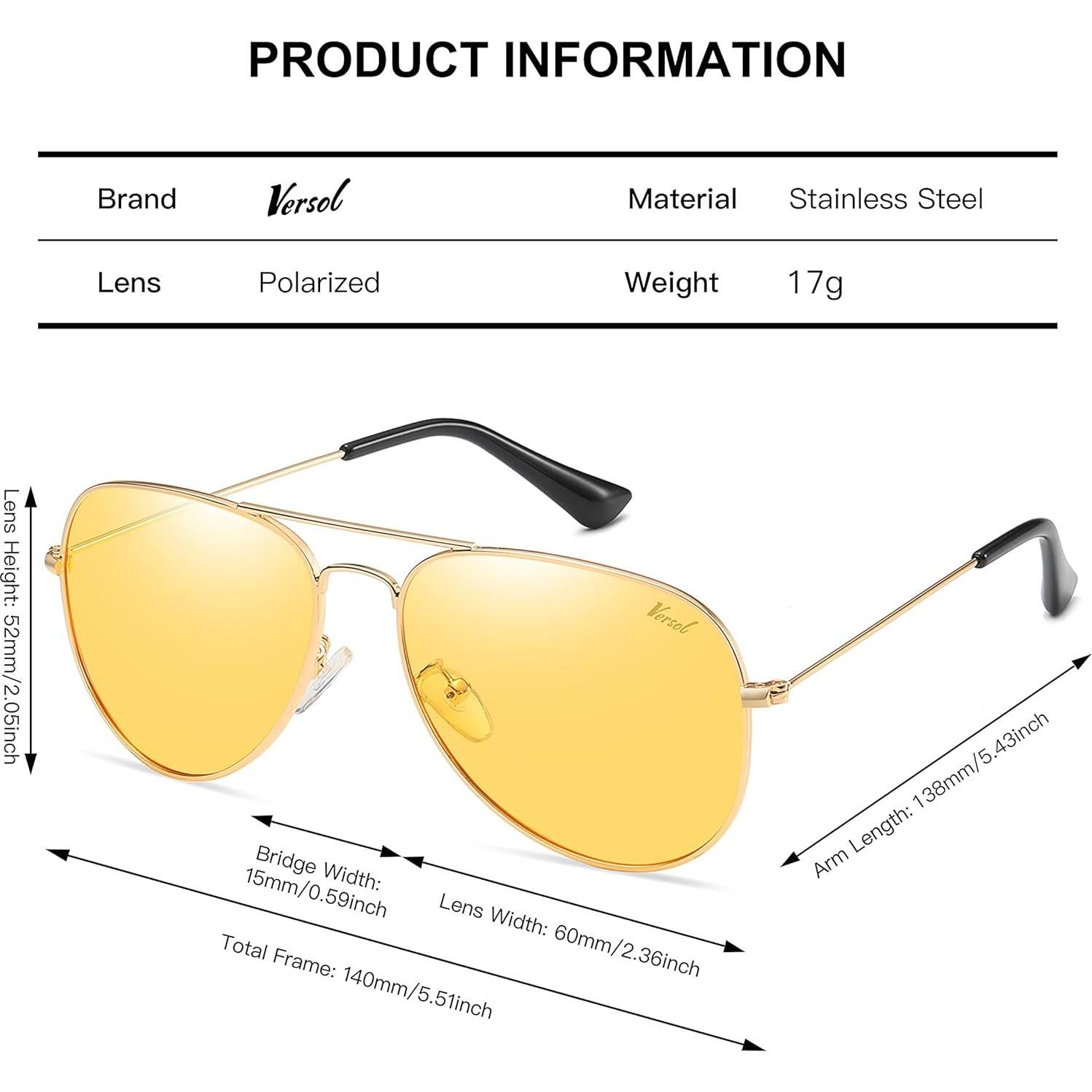 Gafas de sol aviador Versol polarizadas UV400 unisex