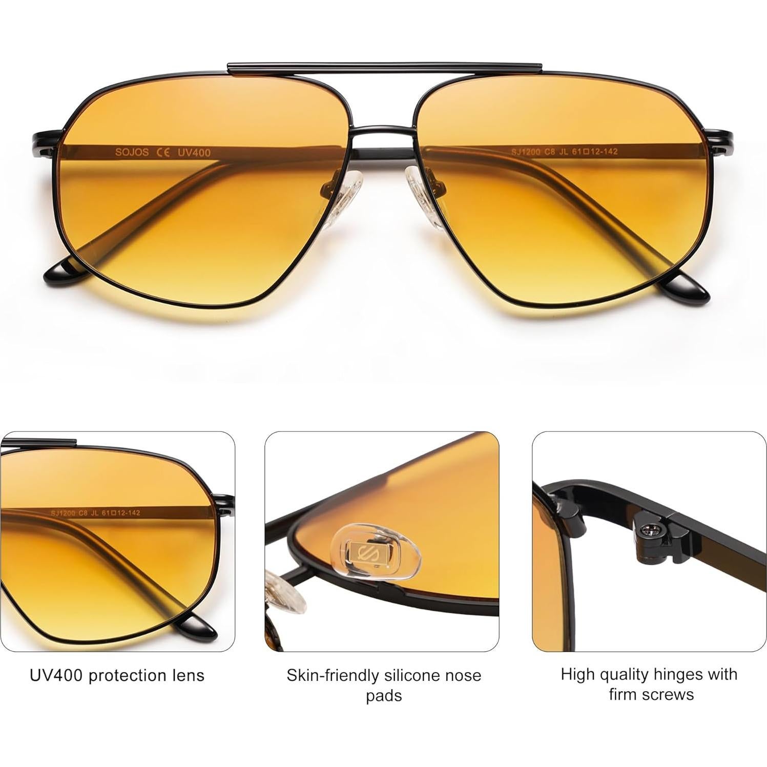 Gafas de sol hexagonales SOJOS UV400 para hombres y mujeres