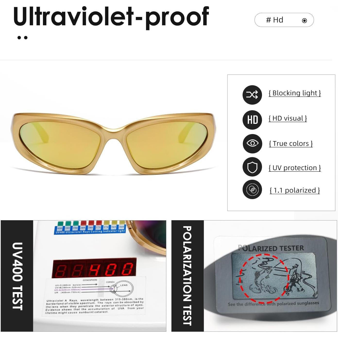 Gafas de Sol Polarizadas KIMORN Envolventes Amarillas