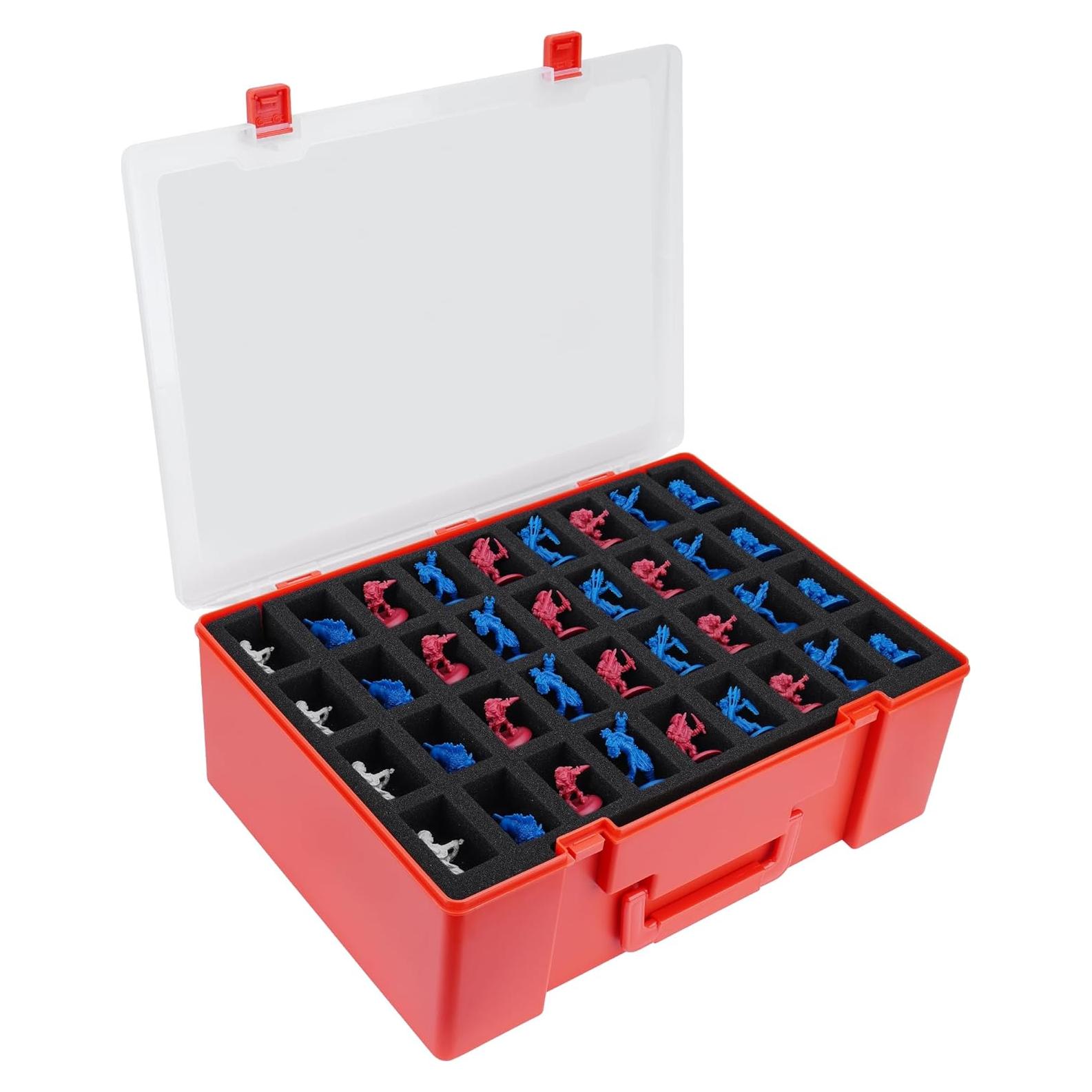 Caja de Transporte Brappo para Miniaturas 108 Ranuras Rojo