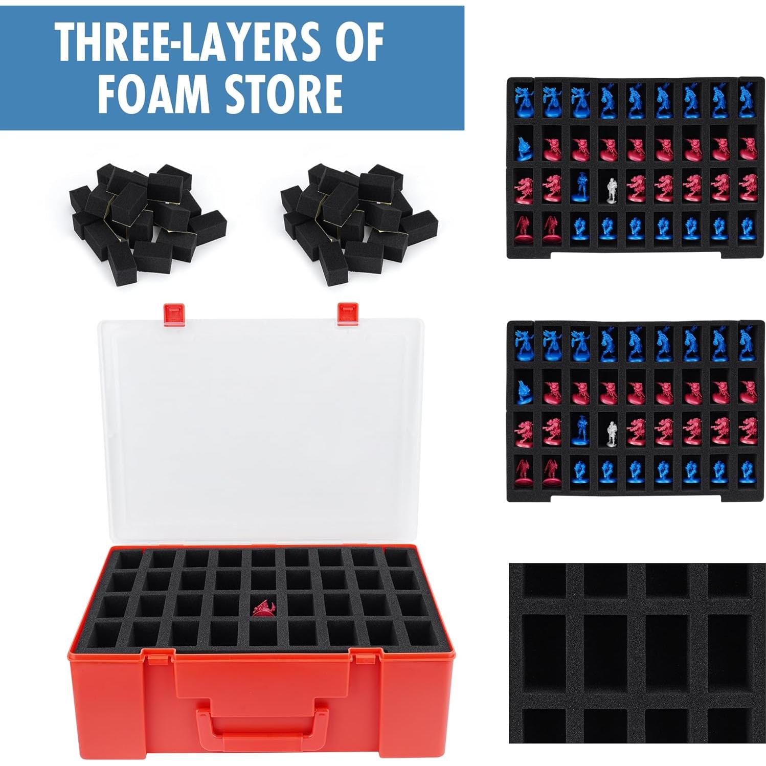 Caja de Transporte Brappo para Miniaturas 108 Ranuras Rojo