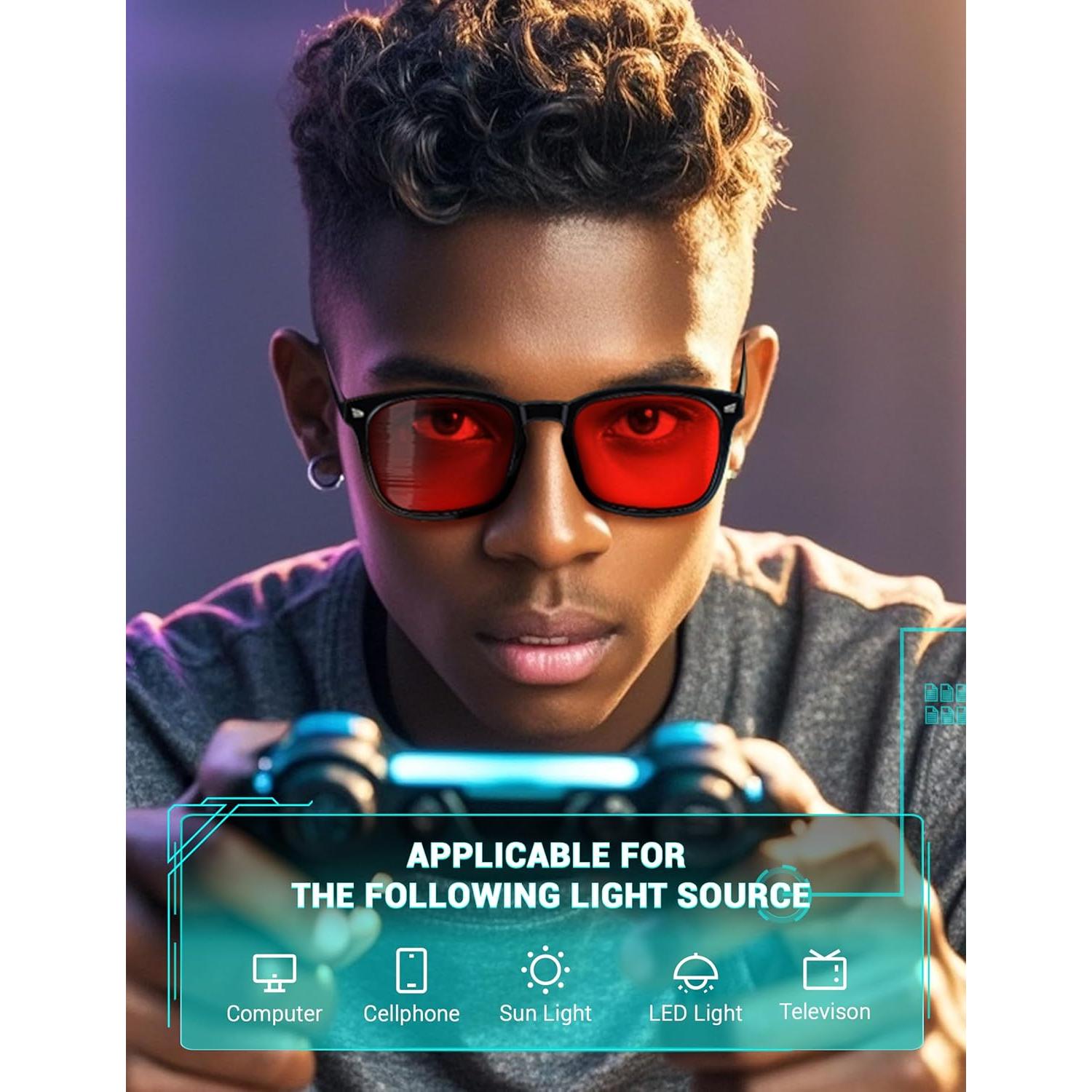 Gafas TIJN para dormir con lentes rojos y bloqueo luz azul