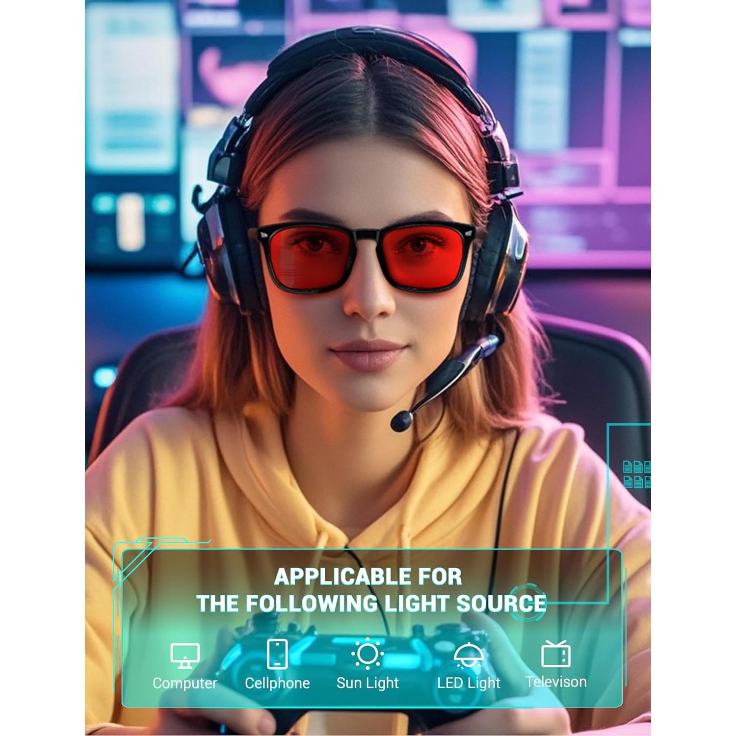 Gafas TIJN para dormir con lentes rojos y bloqueo luz azul