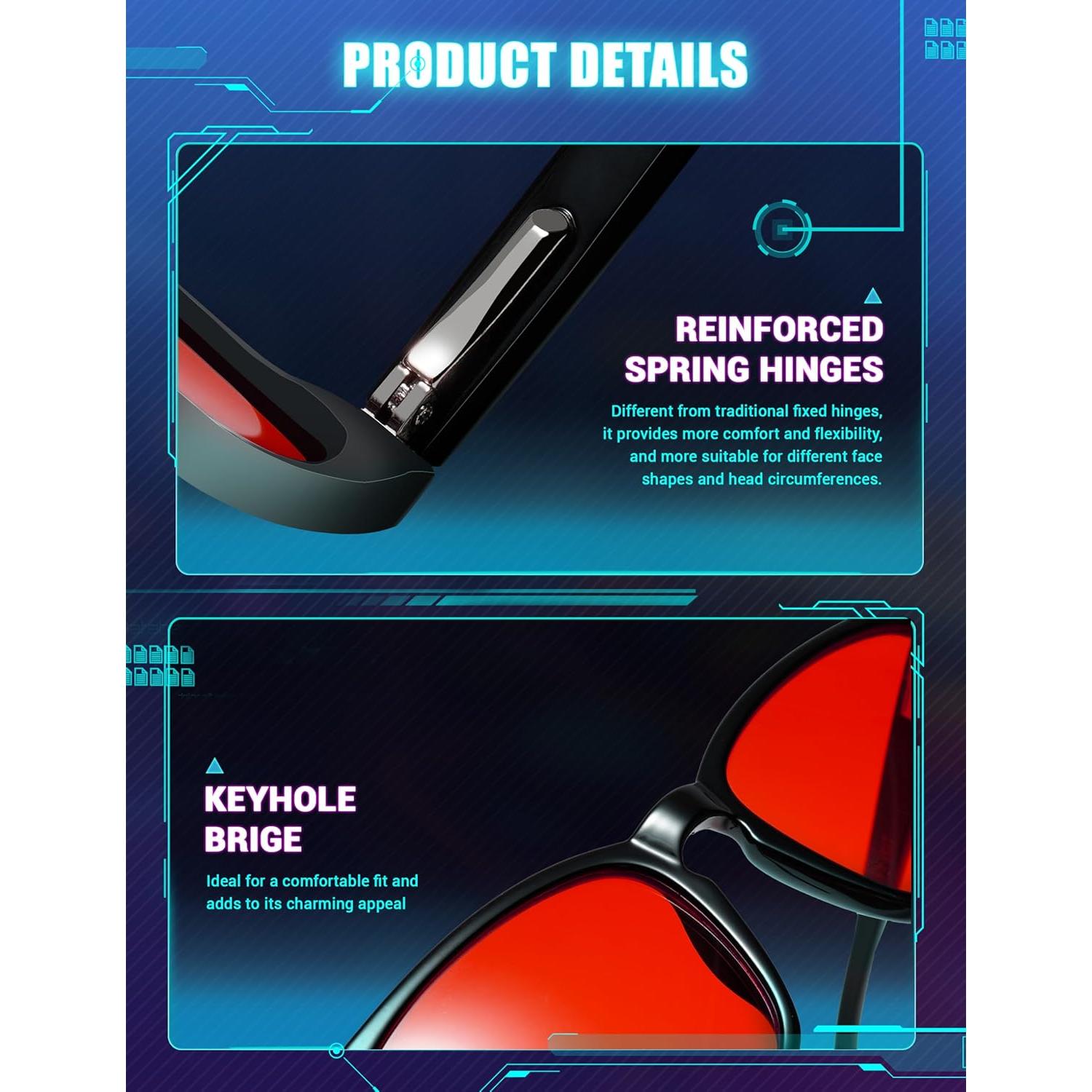 Gafas TIJN para dormir con lentes rojos y bloqueo luz azul