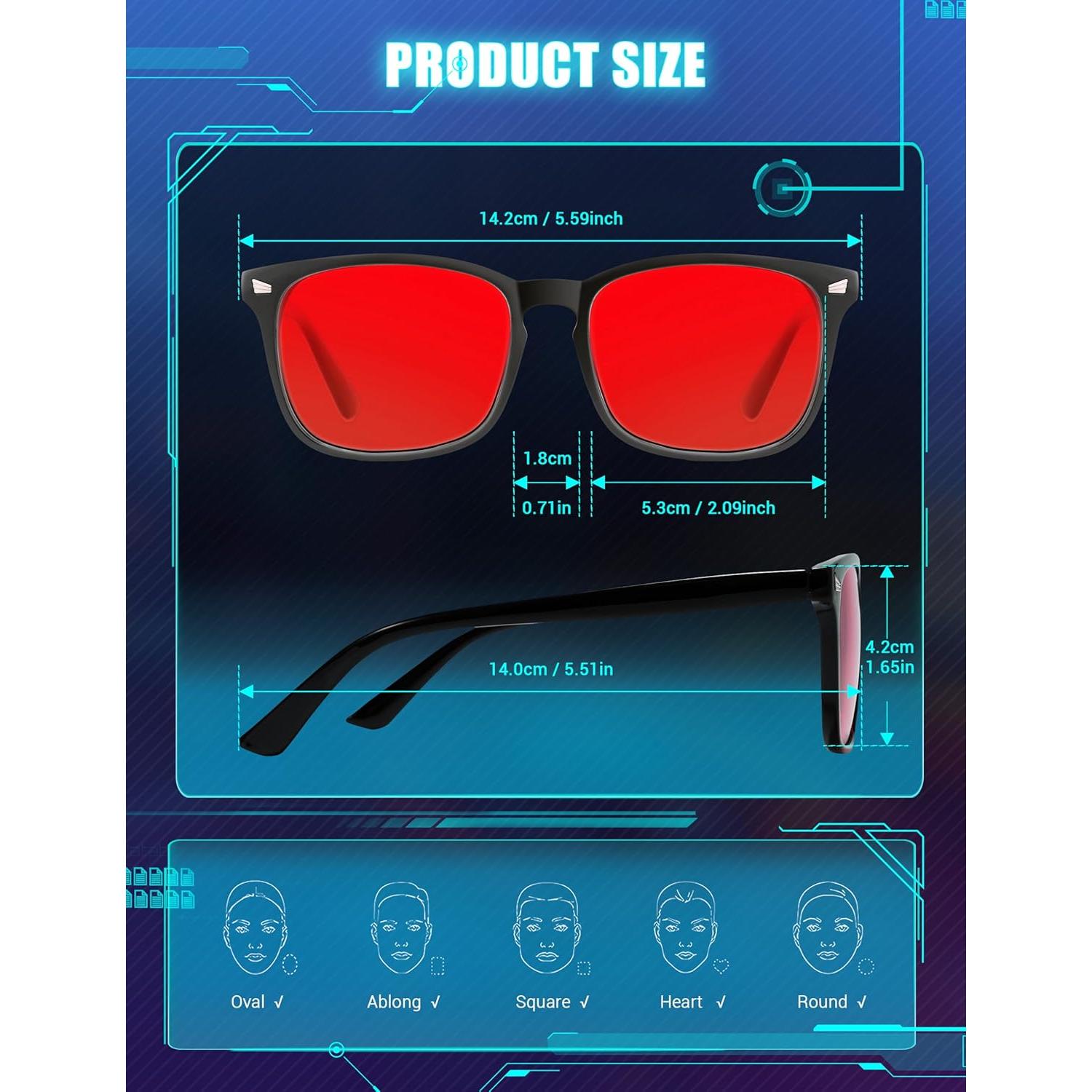 Gafas TIJN para dormir con lentes rojos y bloqueo luz azul