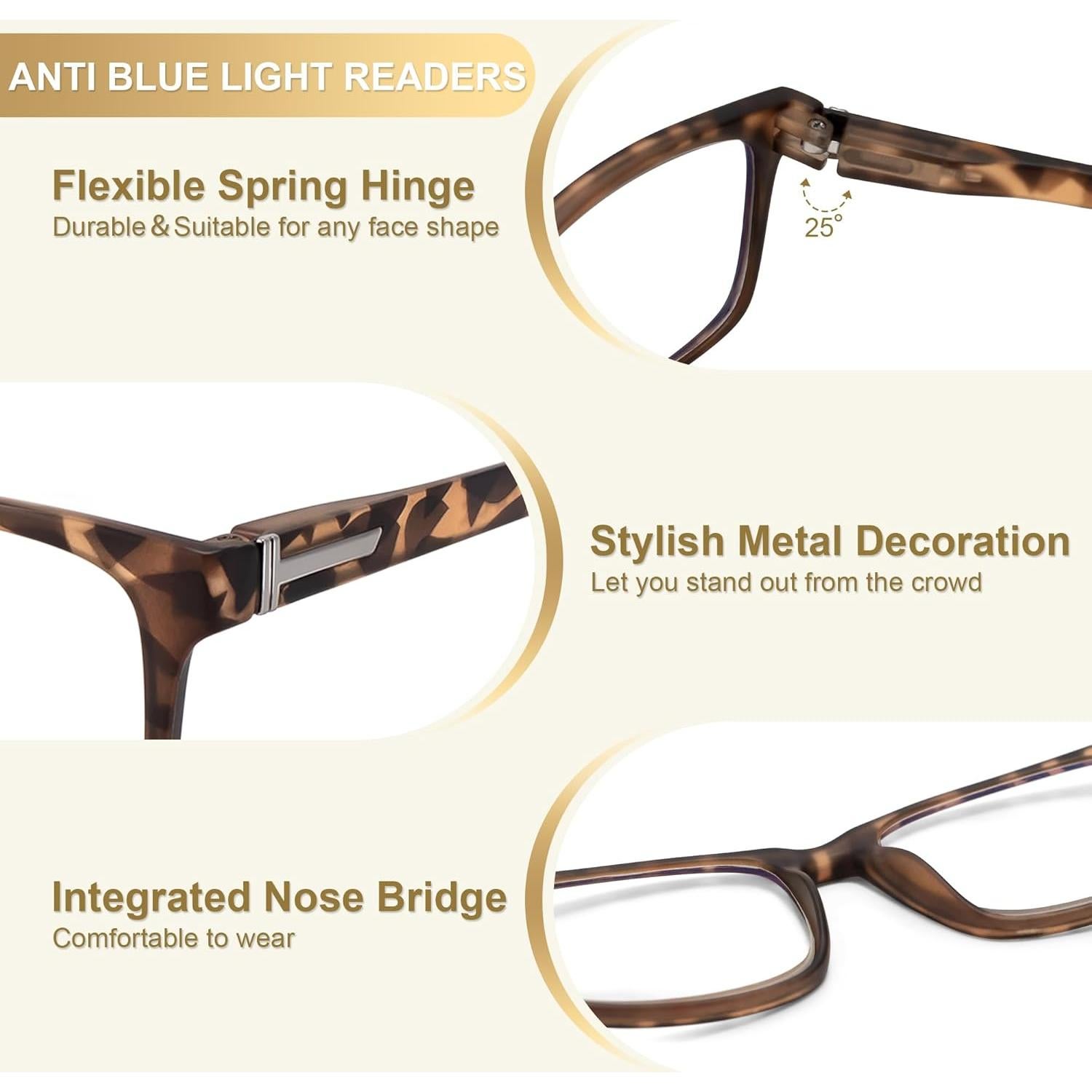 EASY READ 3 Pares Gafas Lectura Hombres Filtro Luz Azul