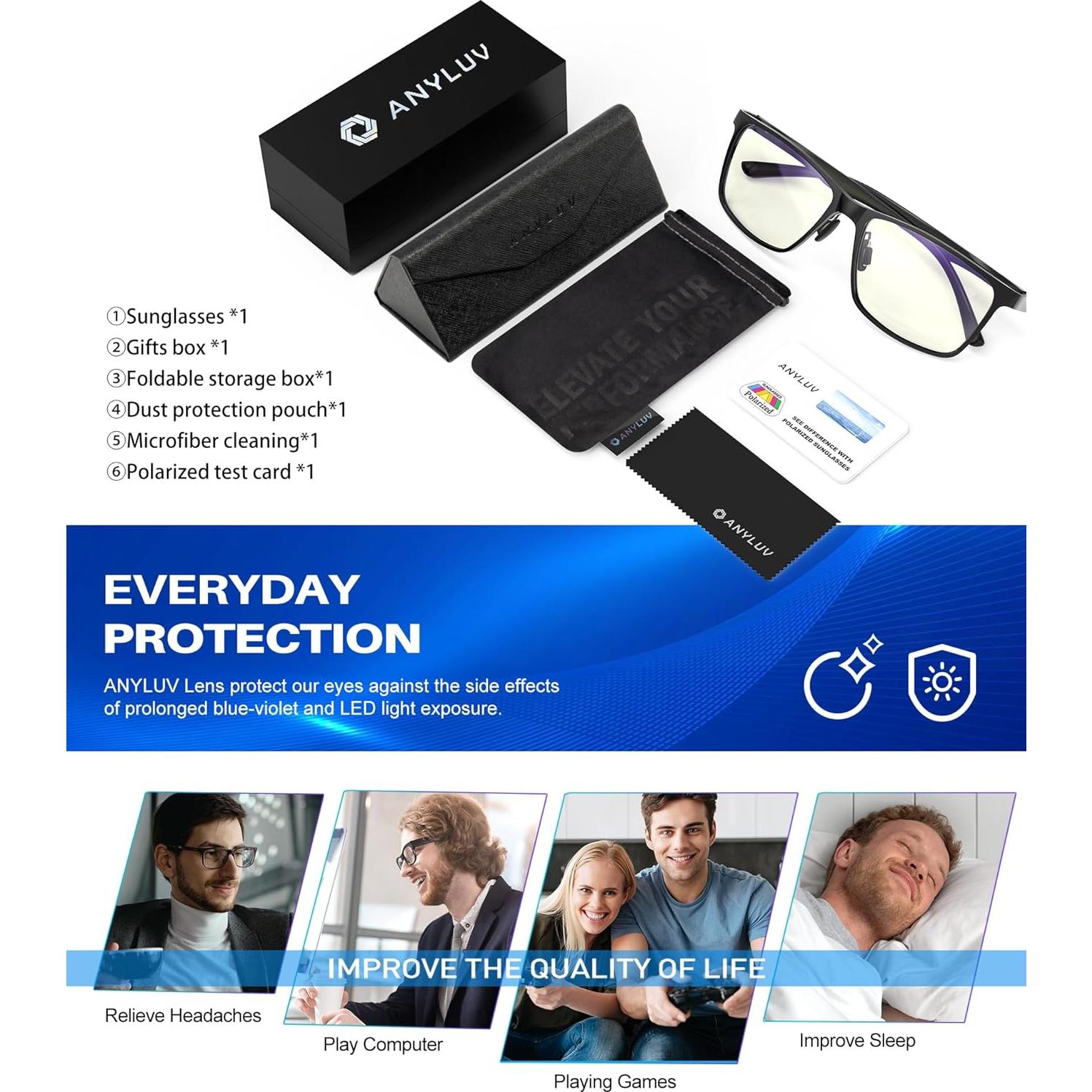 Gafas de Luz Azul ANYLUV A4556-N Al-Mg para Computadora