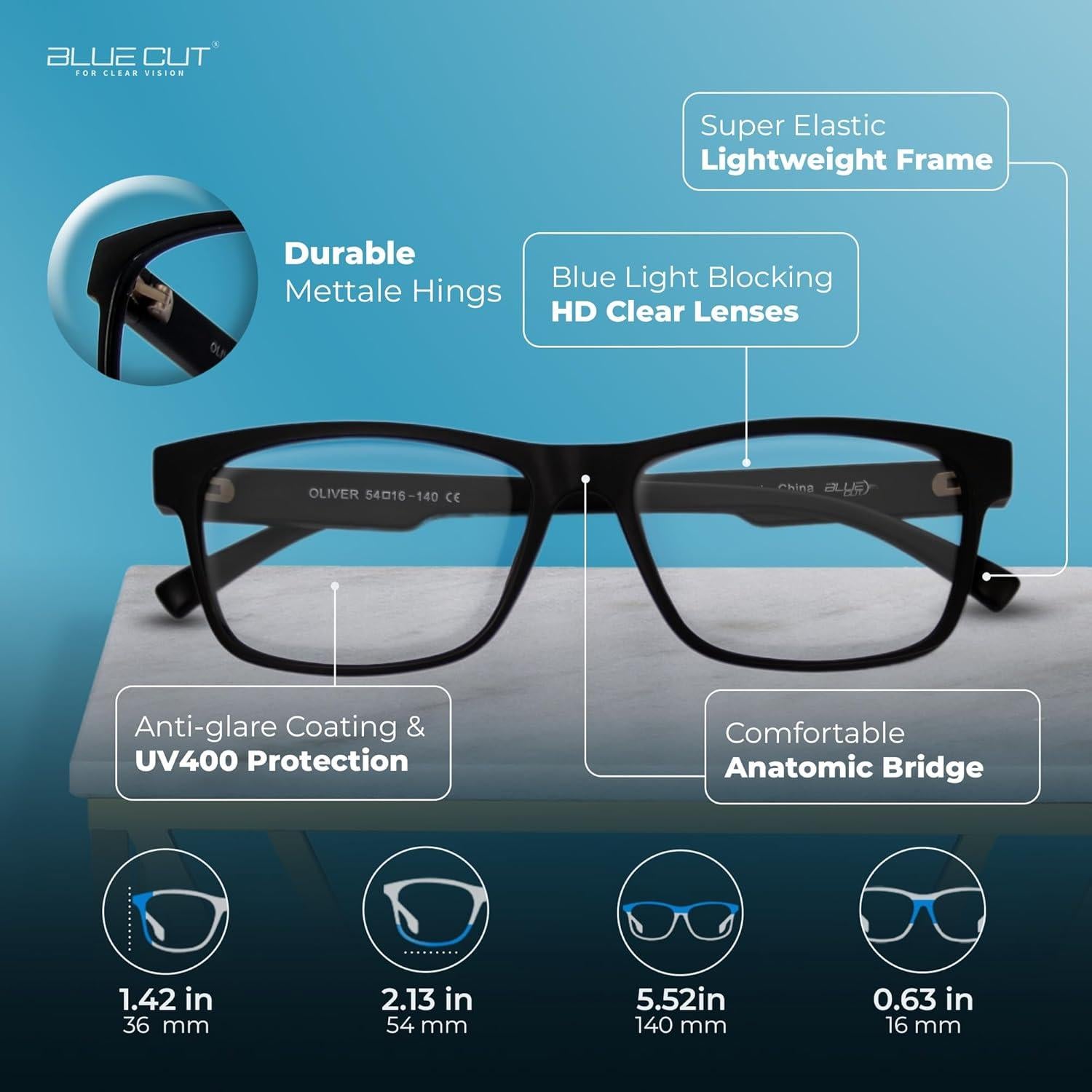 Gafas Blue Cut Anti-Luz Azul para Hombres y Mujeres