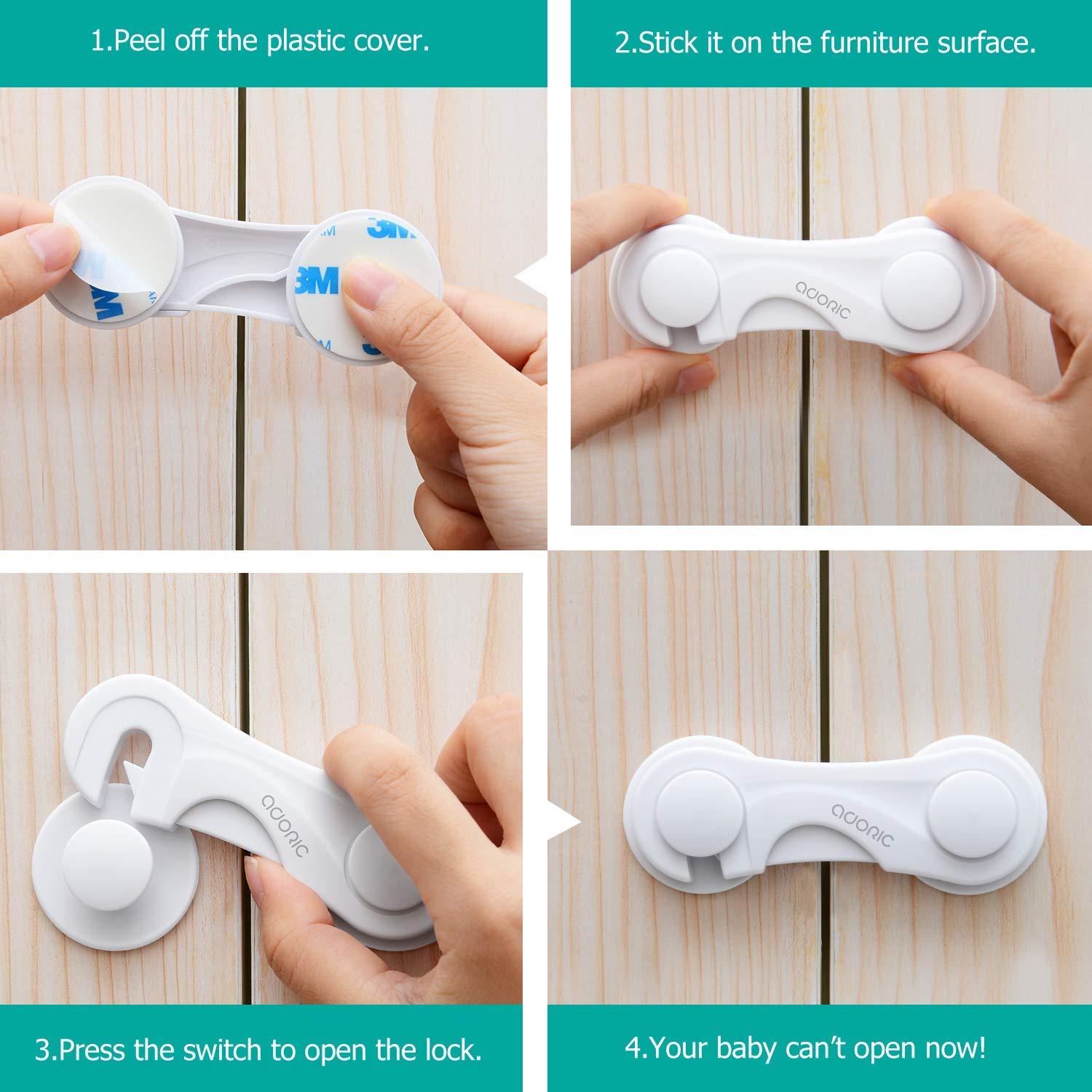 Cerraduras de Gabinete Adoric Life 4 Piezas Seguridad Niños