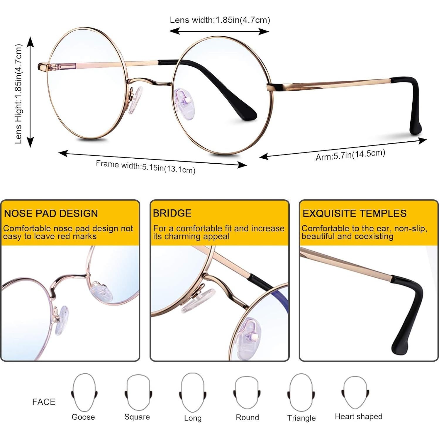 Gafas Redondas Brigtlaiff Anti Luz Azul Unisex Metal