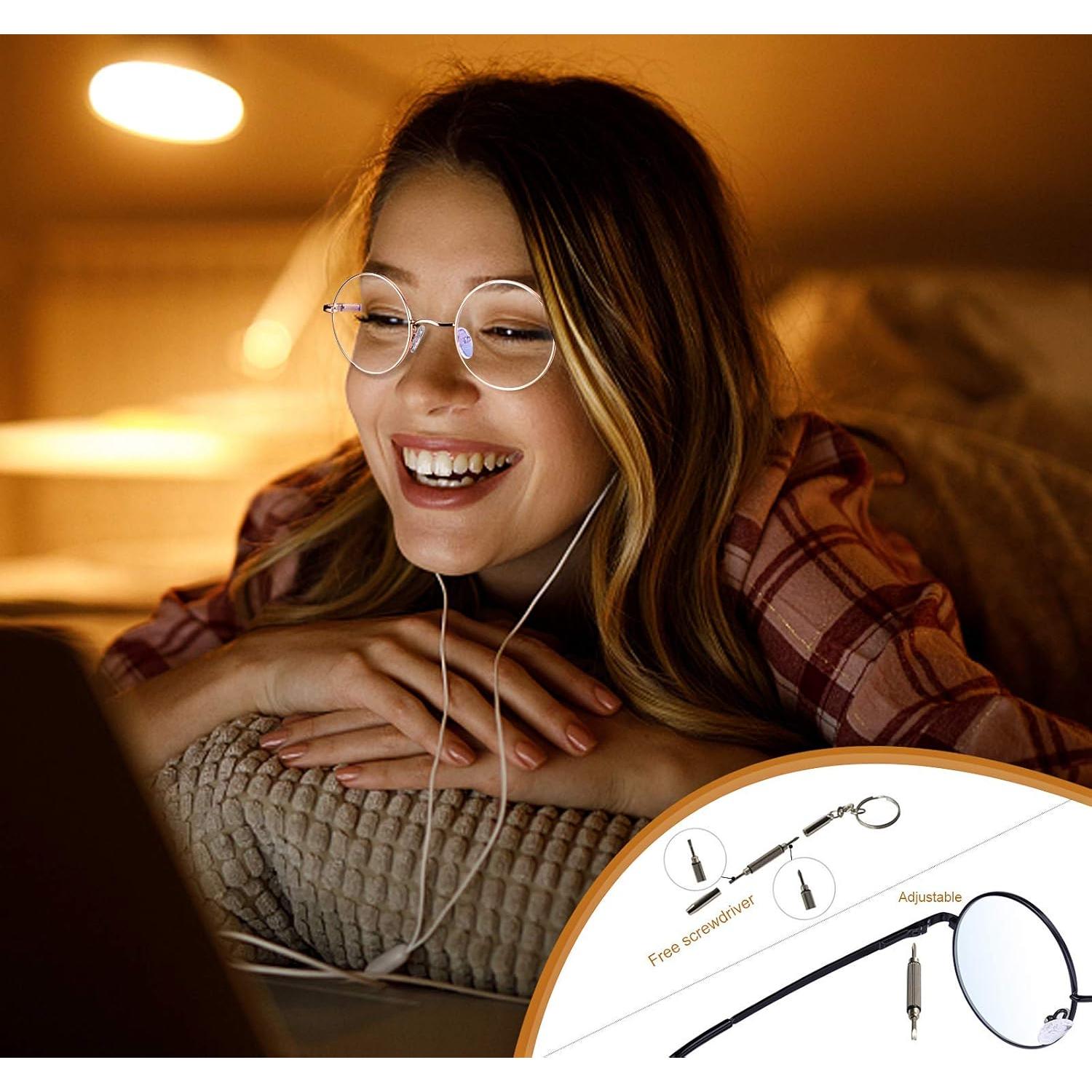 Gafas Redondas Brigtlaiff Anti Luz Azul Unisex Metal