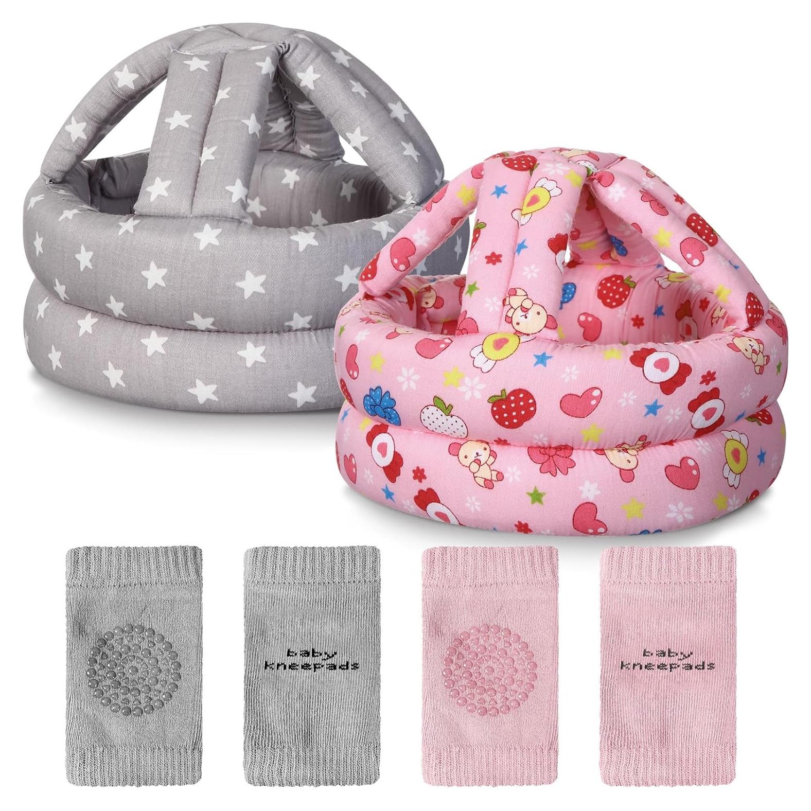 Geyoga Casco de Seguridad Bebé + Rodilleras Ajustables