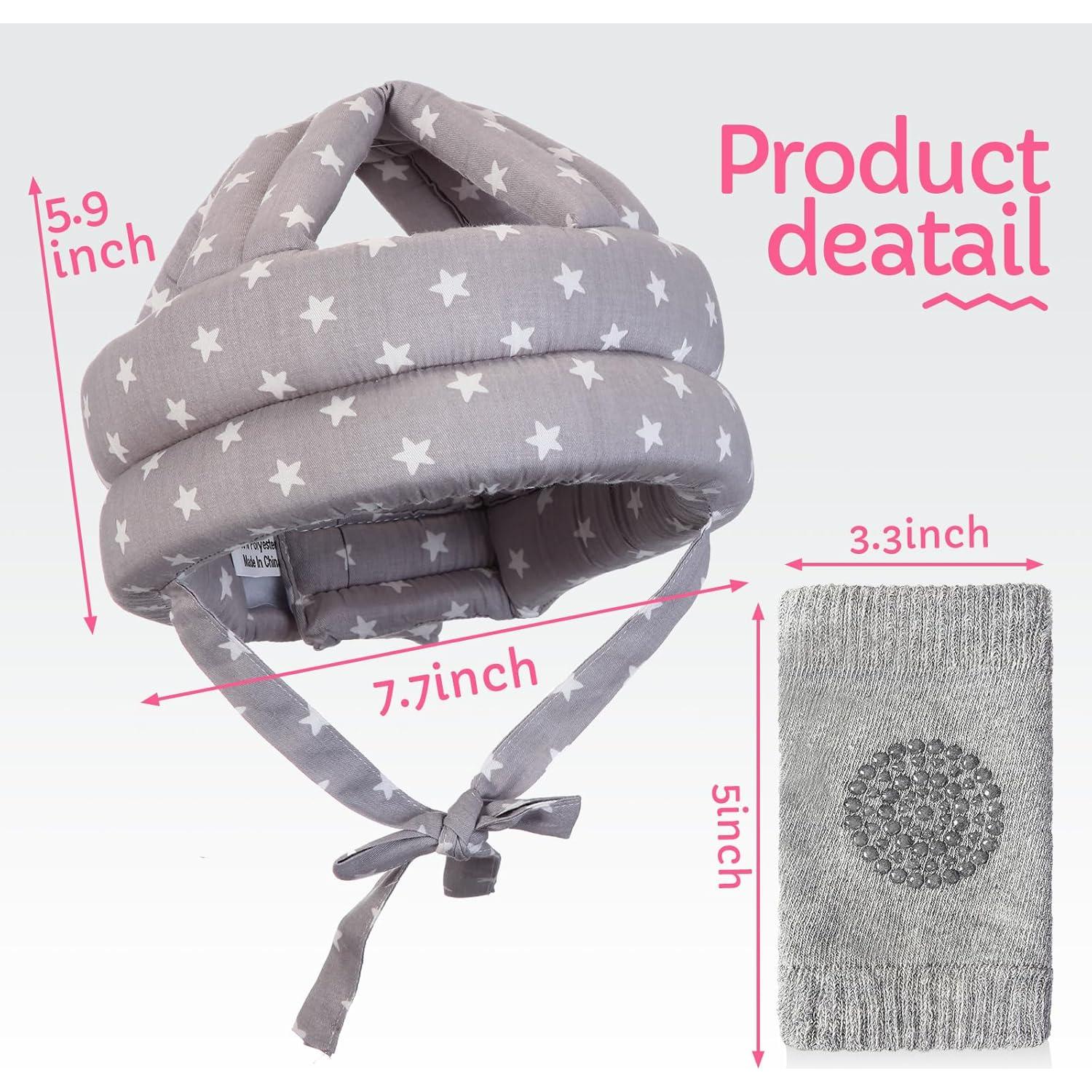 Geyoga Casco de Seguridad Bebé + Rodilleras Ajustables