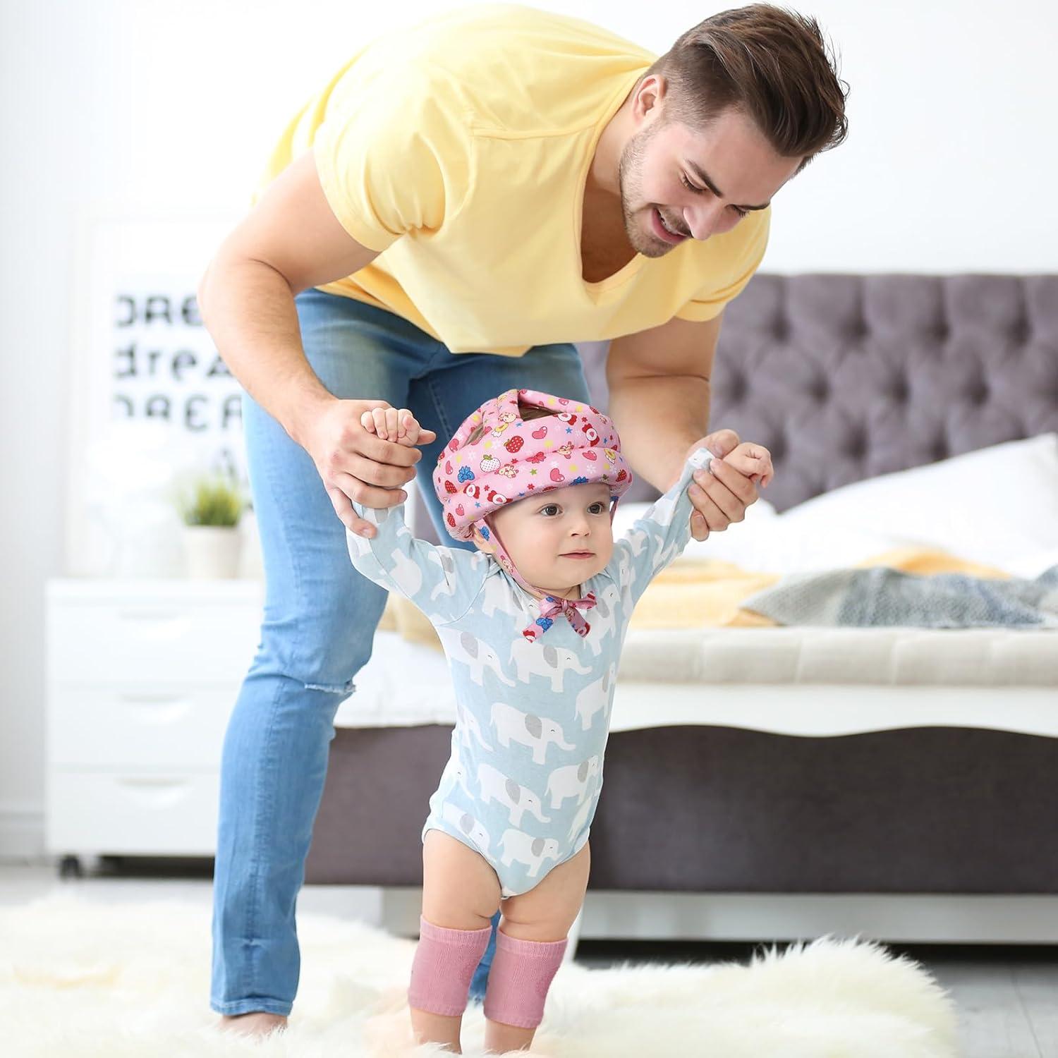 Geyoga Casco de Seguridad Bebé + Rodilleras Ajustables