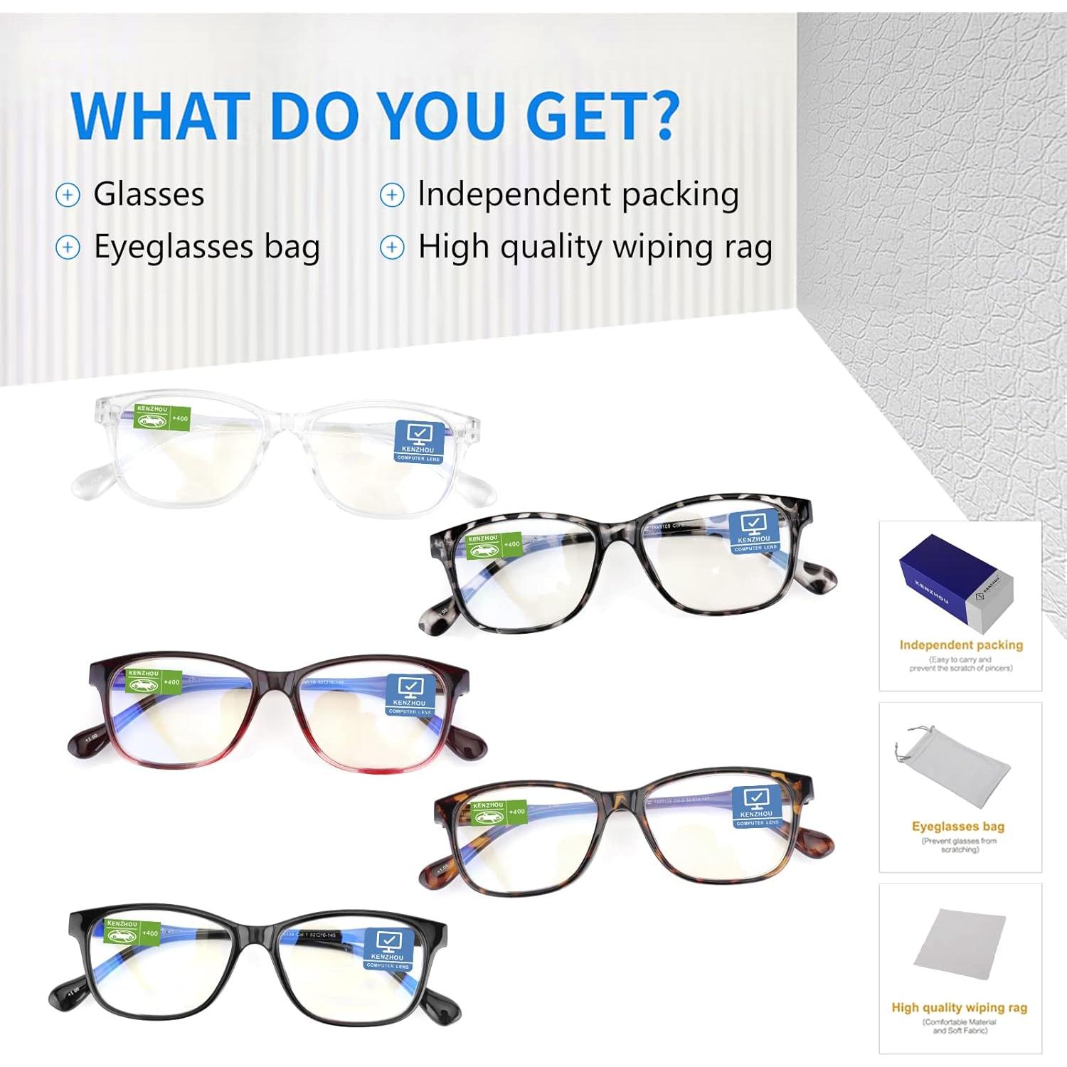 Gafas de Lectura K KENZHOU 5-Pack Anti Luz Azul 4.0x