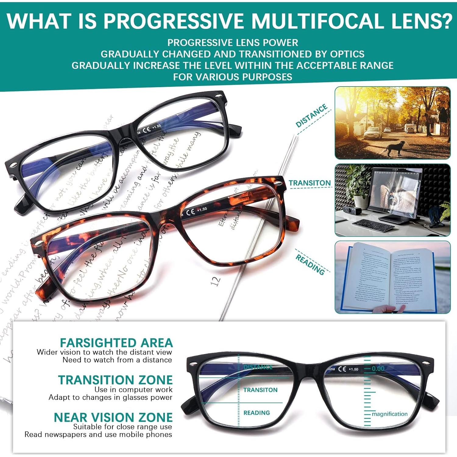 Gafas de Lectura Progresivas VIDEBLA 3 Paquete Multifocales