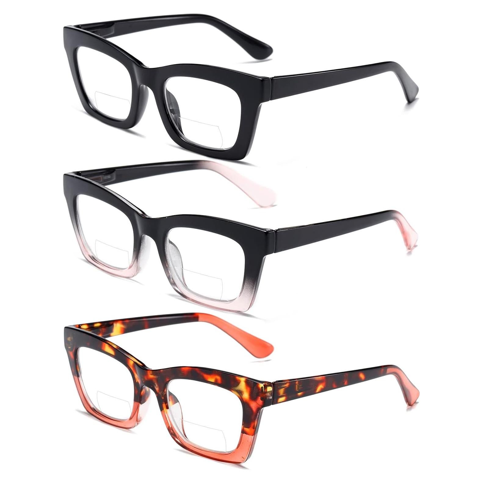 Gafas de lectura grandes para mujeres - Filtro luz azul - 4 pares