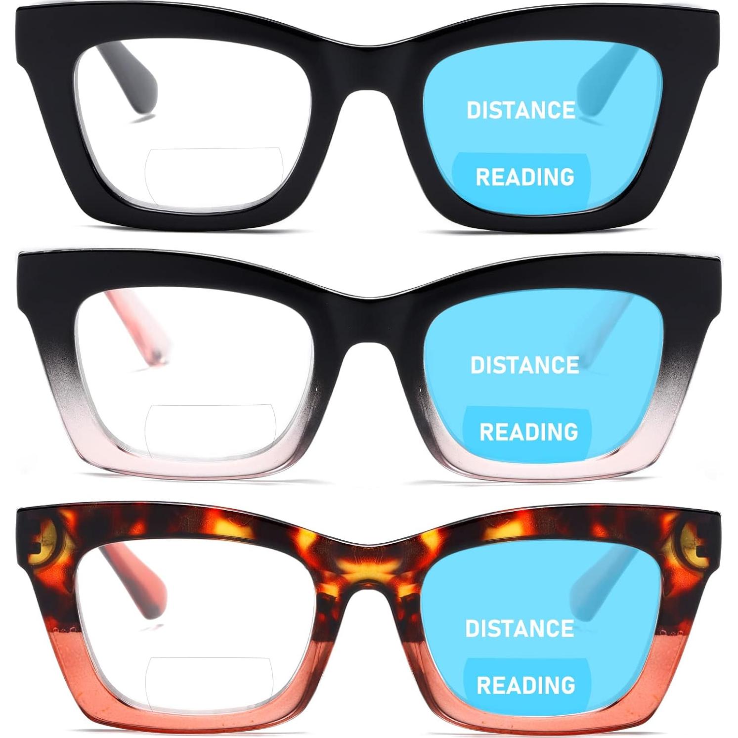 Gafas de lectura grandes para mujeres - Filtro luz azul - 4 pares