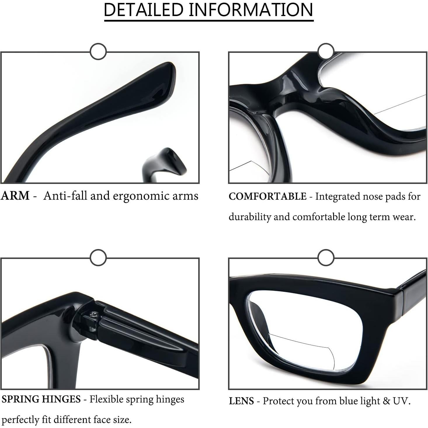 Gafas de lectura grandes para mujeres - Filtro luz azul - 4 pares