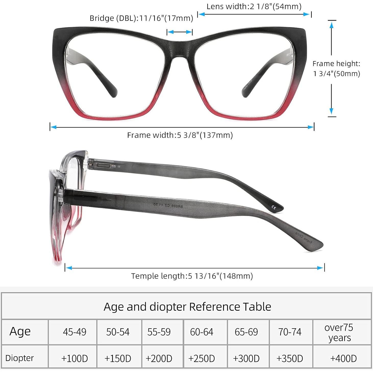 Paquete de 4 Gafas de Lectura Yuluki con Luz Azul +1.0