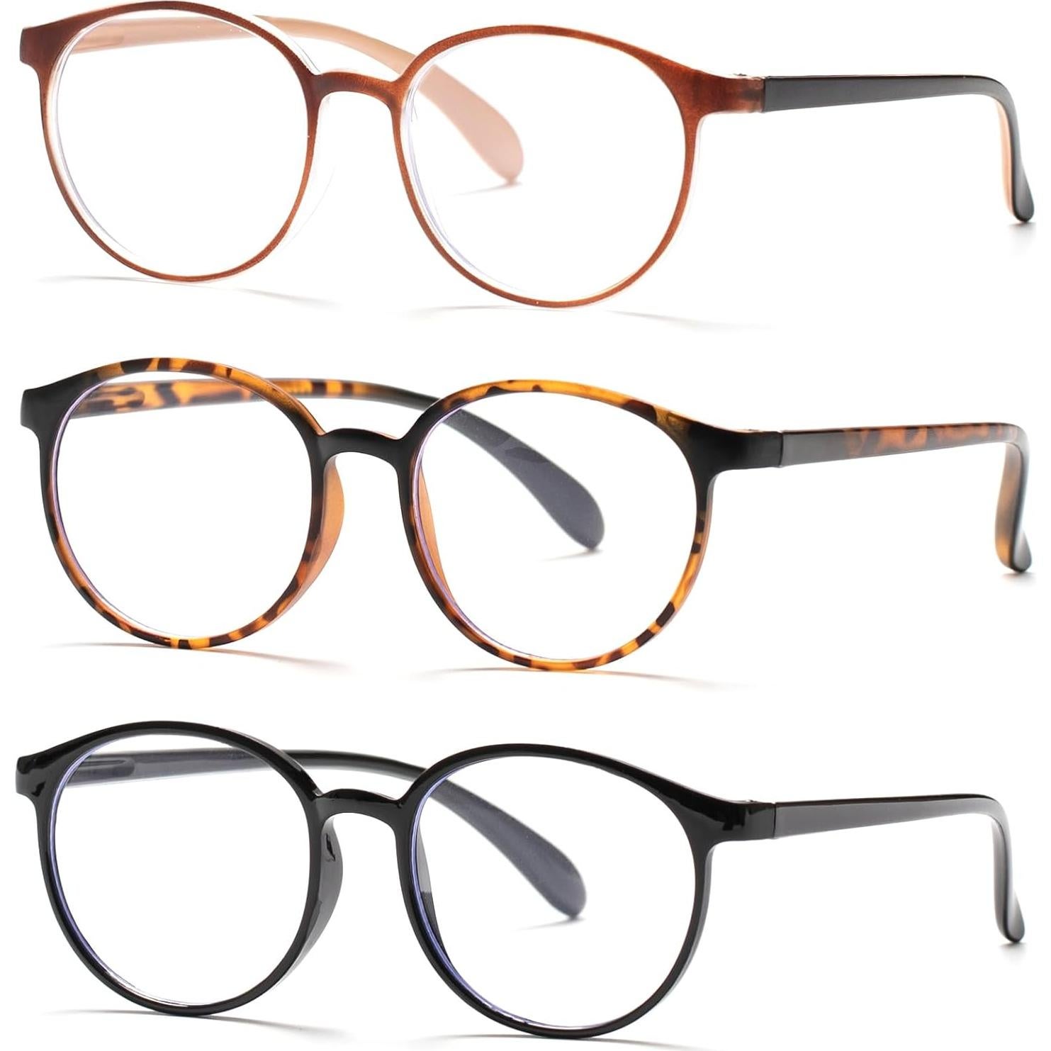 Paquete de 3 Gafas de Lectura PEYEOISD Anti Luz Azul 1.5D