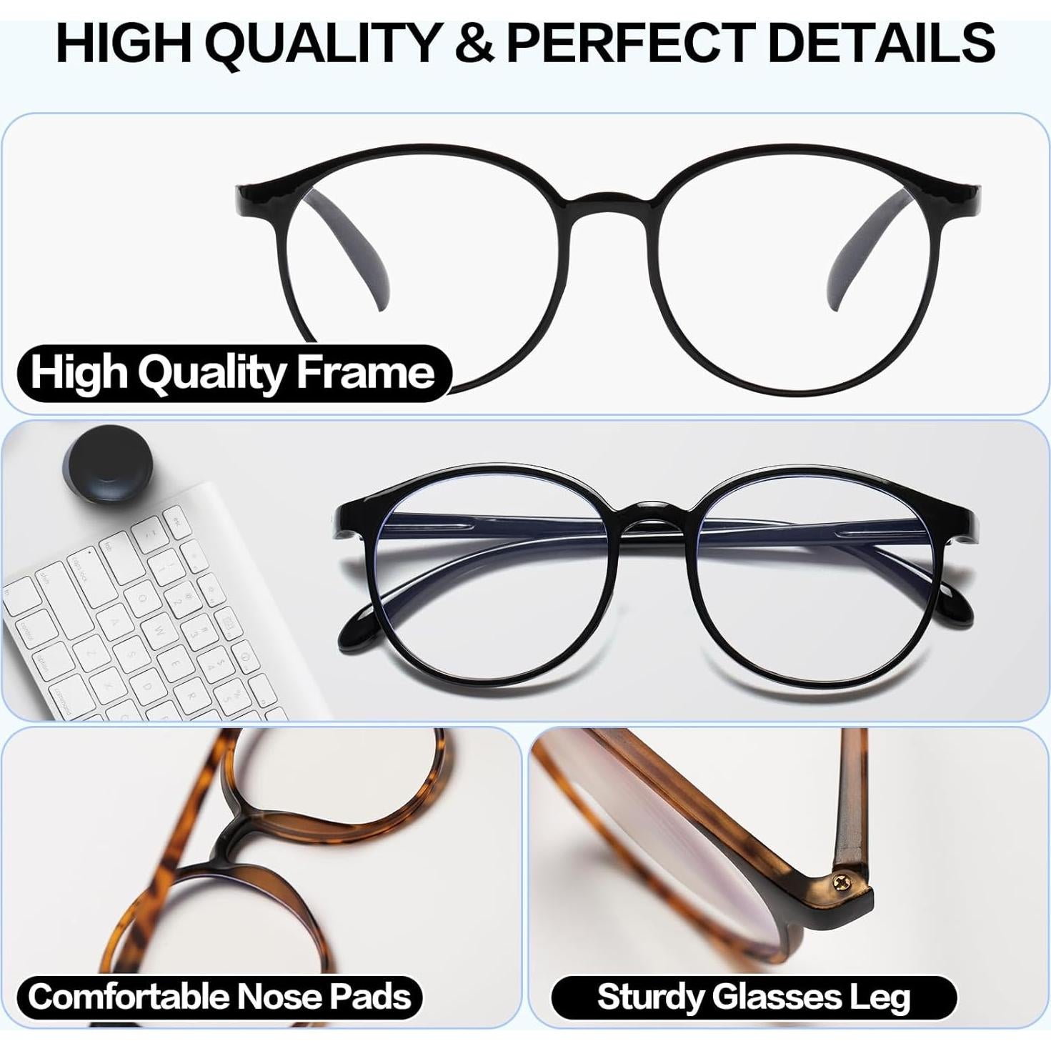 Paquete de 3 Gafas de Lectura PEYEOISD Anti Luz Azul 1.5D