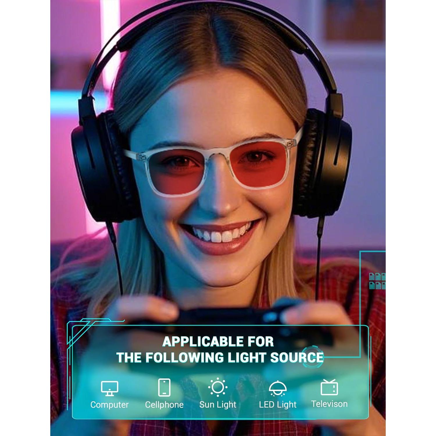 Gafas para dormir TIJN con lentes rojos y bloqueo luz azul