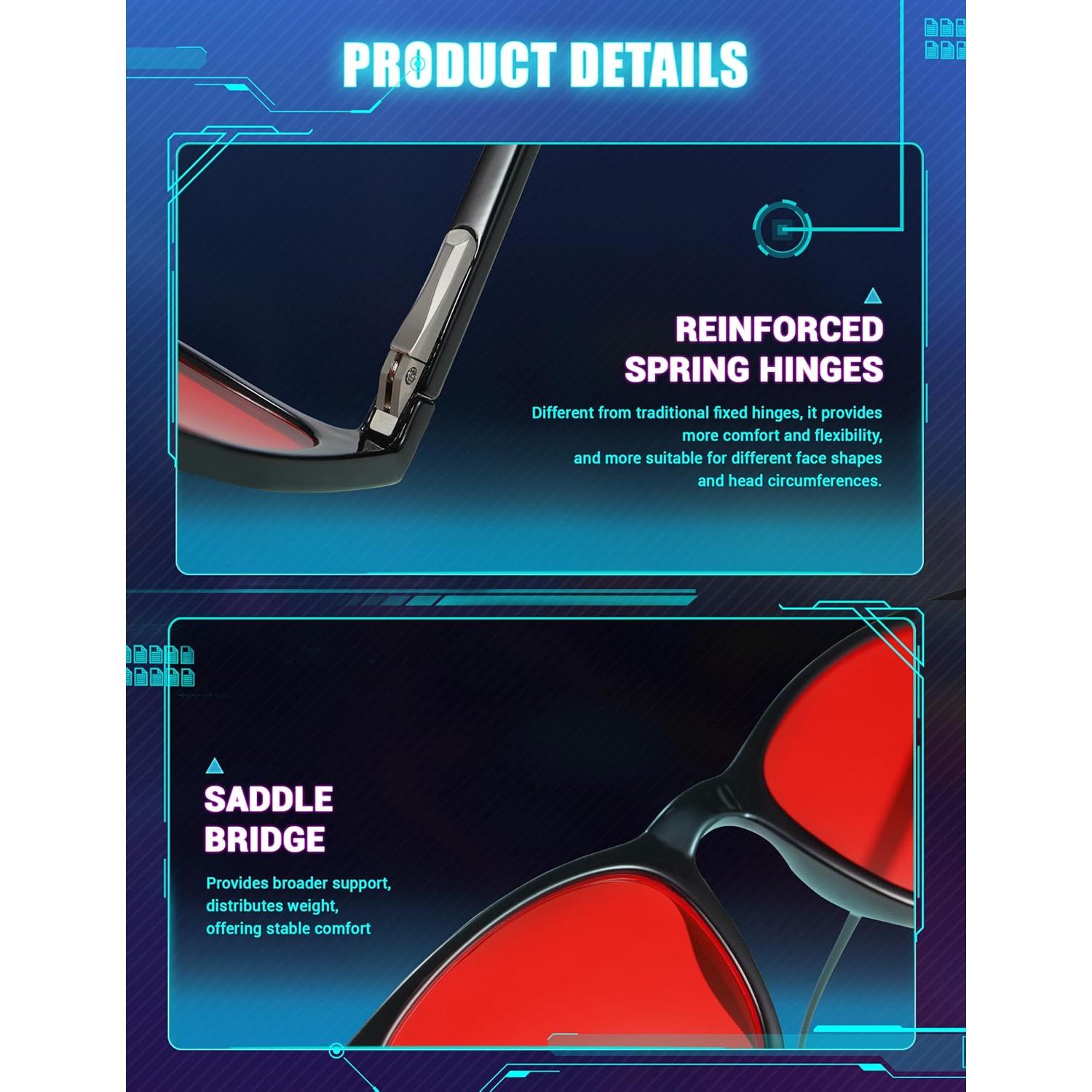 Gafas para dormir TIJN con lentes rojos y bloqueo luz azul