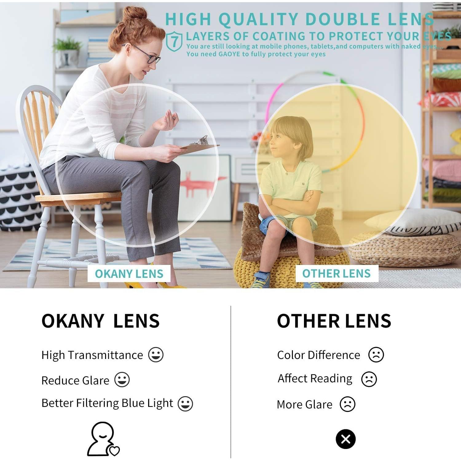 Gafas de luz azul Okany para niños 3 paquetes protección UV