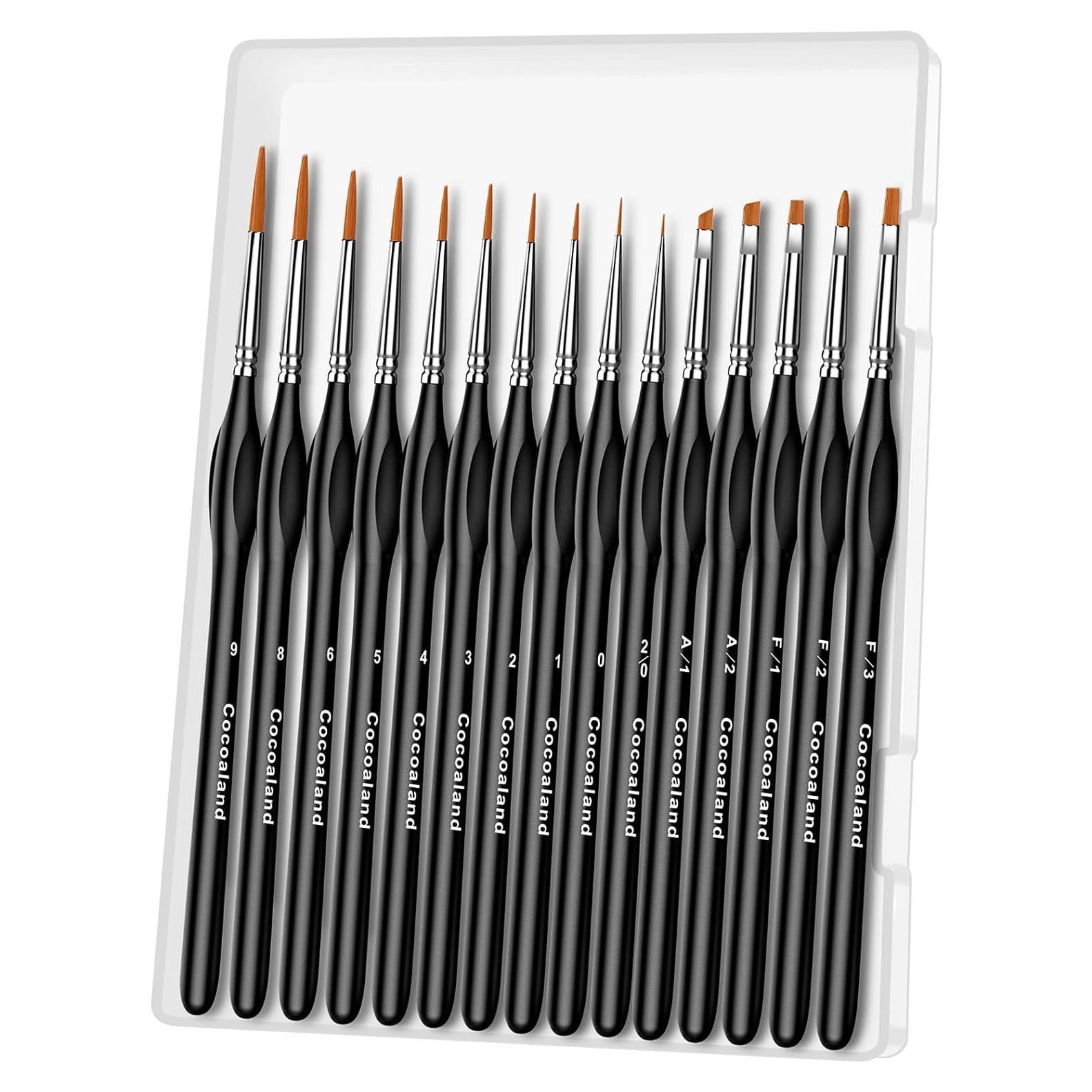 Pinceles de Pintura Cocoaland 15 Piezas Punta Fina Negro